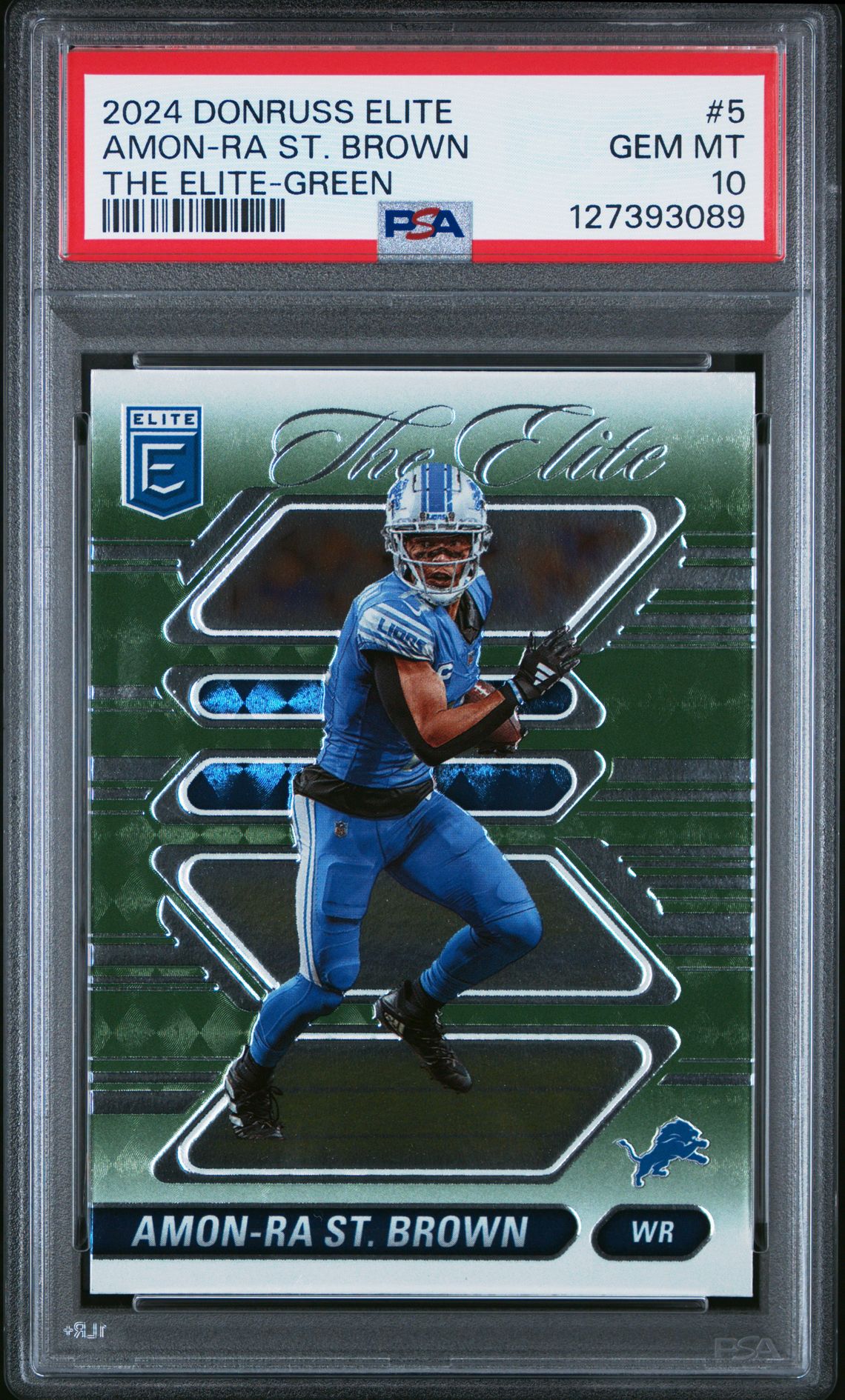 2024 Panini Donruss Elite The Elite Amon-Ra St. Brown #5 (The Elite-Green) Gem Mt 10 front