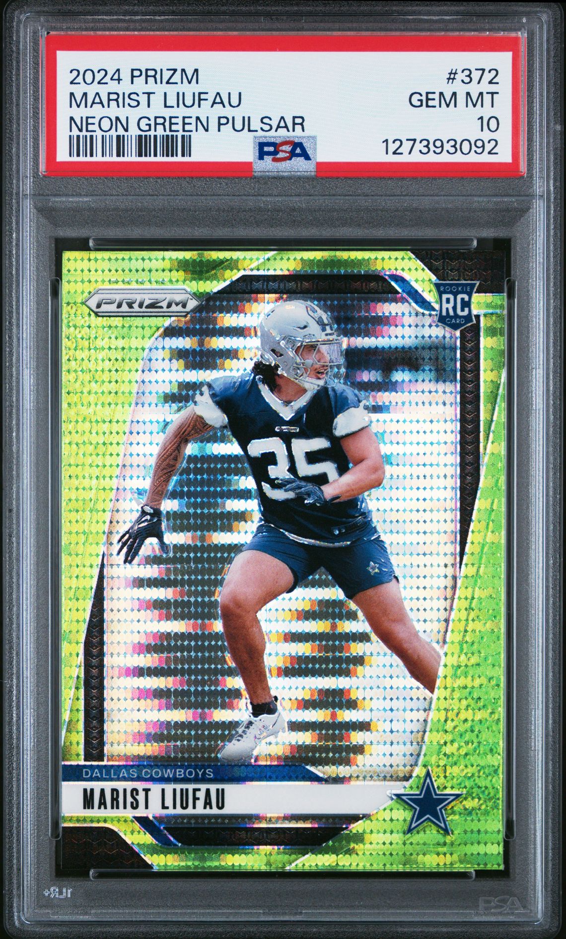 2024 Panini Prizm Marist Liufau #372 (Neon Green Pulsar) Gem Mt 10 front