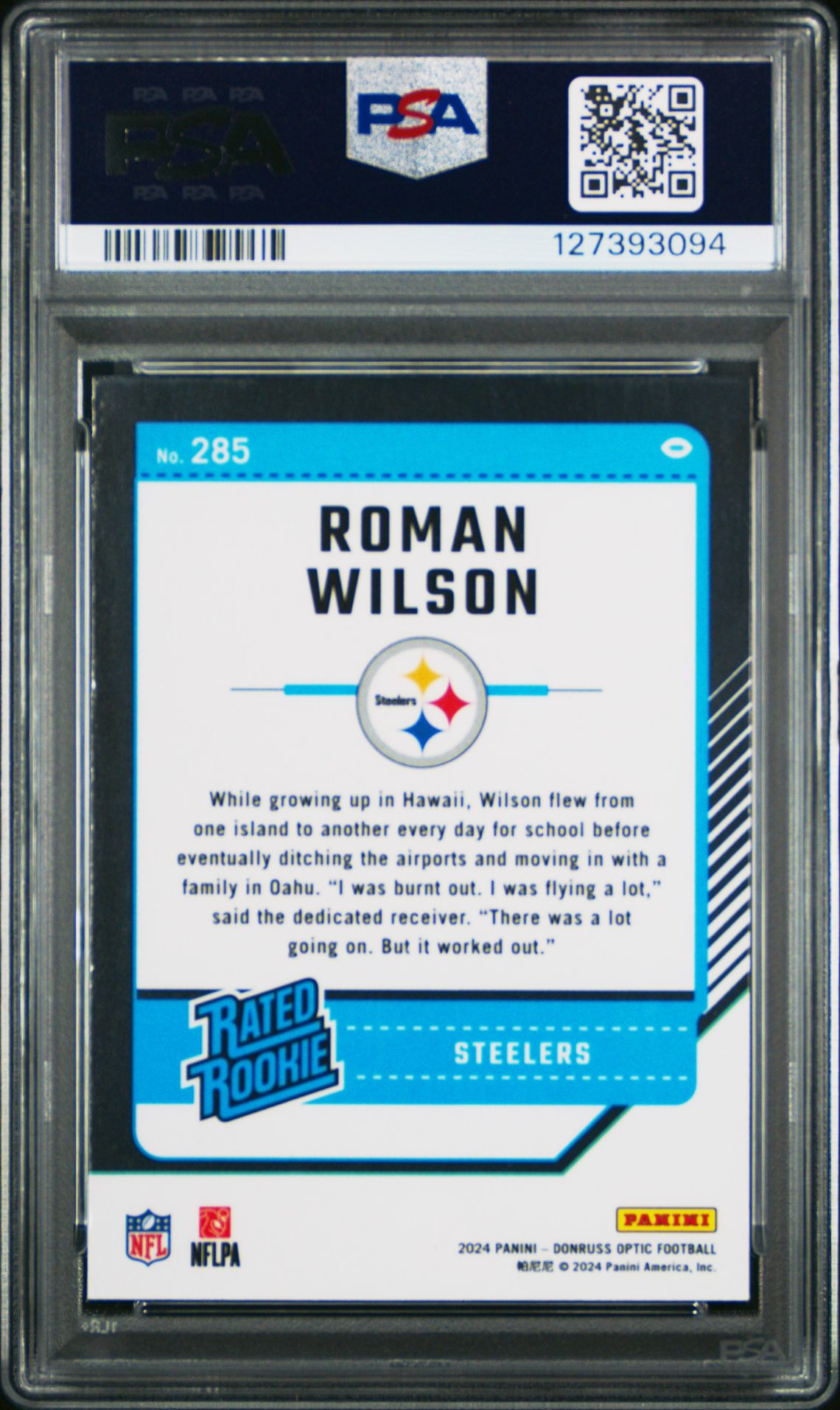 2024 Panini Donruss Optic Roman Wilson #285 Mint 9 back