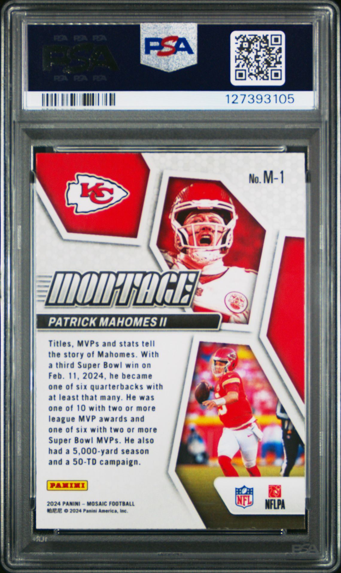 2024 Panini Mosaic Montage Patrick Mahomes Ii #M1 Gem Mt 10 back