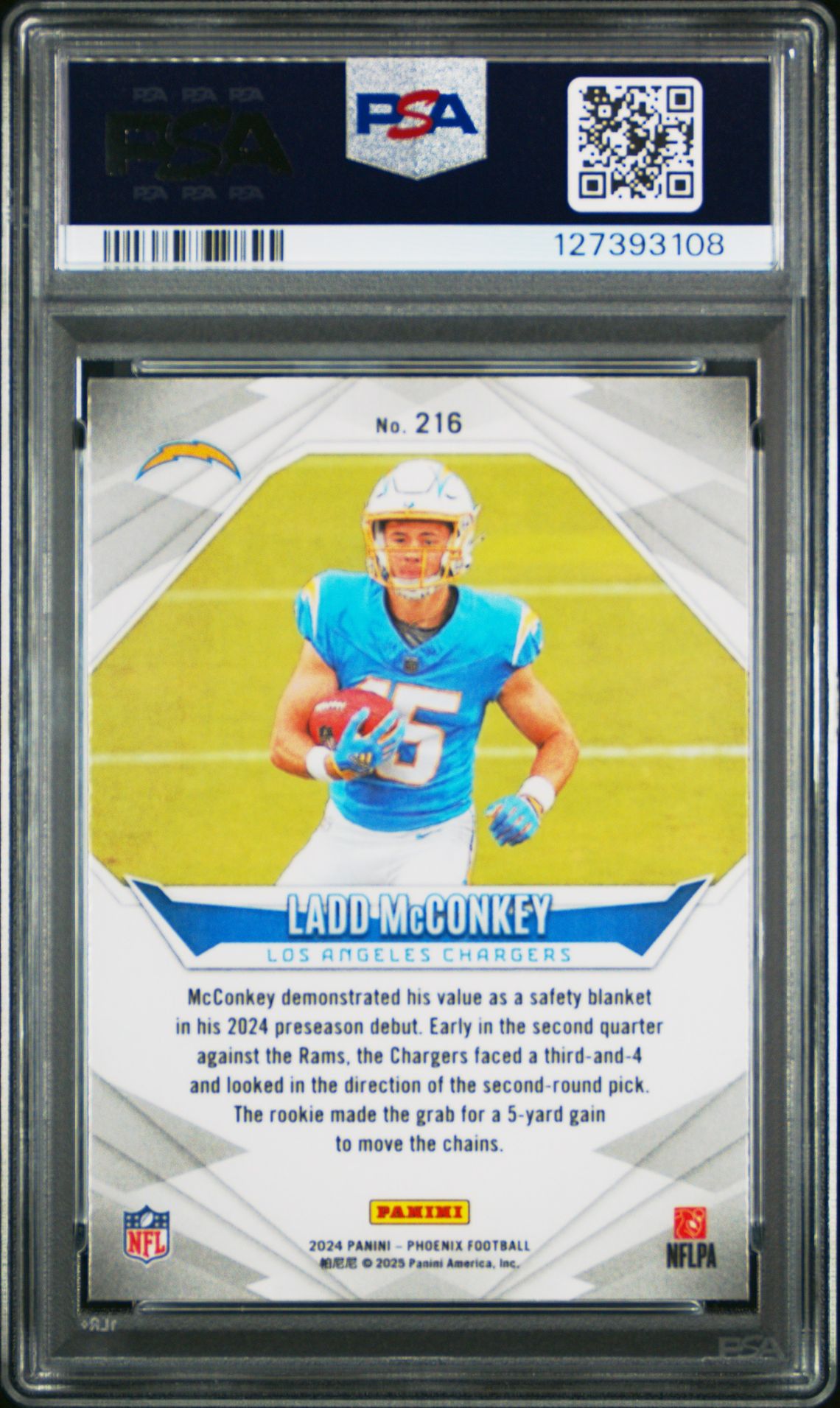 2024 Panini Phoenix Ladd Mcconkey #216 (Hyper) Mint 9 back