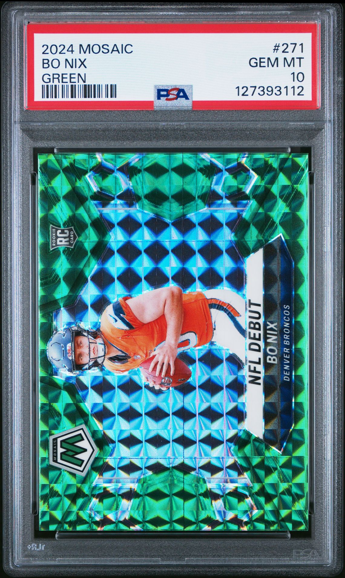 2024 Panini Mosaic Bo Nix #271 (Green) Gem Mt 10 front
