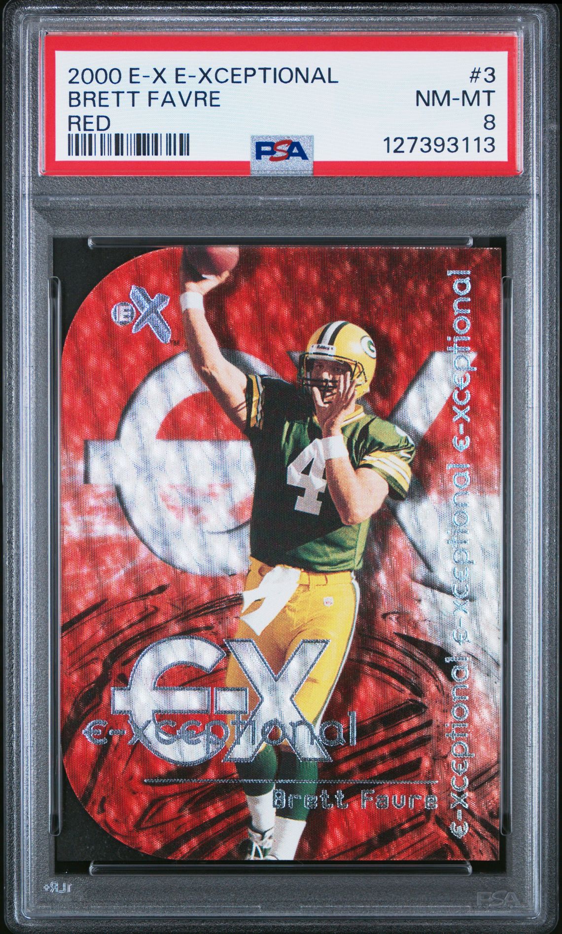 2000 E-X E-Xceptional Brett Favre #3 (Red) Nm-Mt 8 front