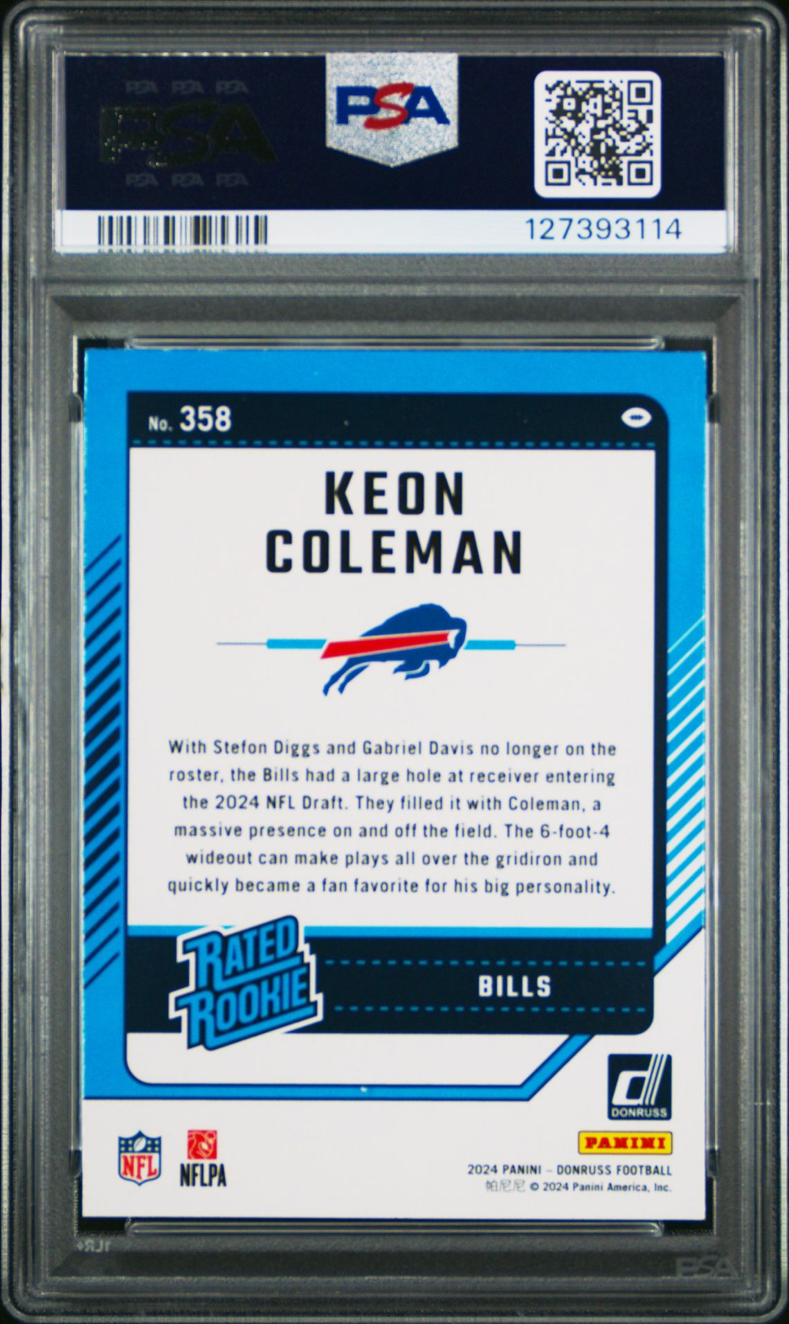 2024 Panini Donruss Keon Coleman #358 Mint 9 back