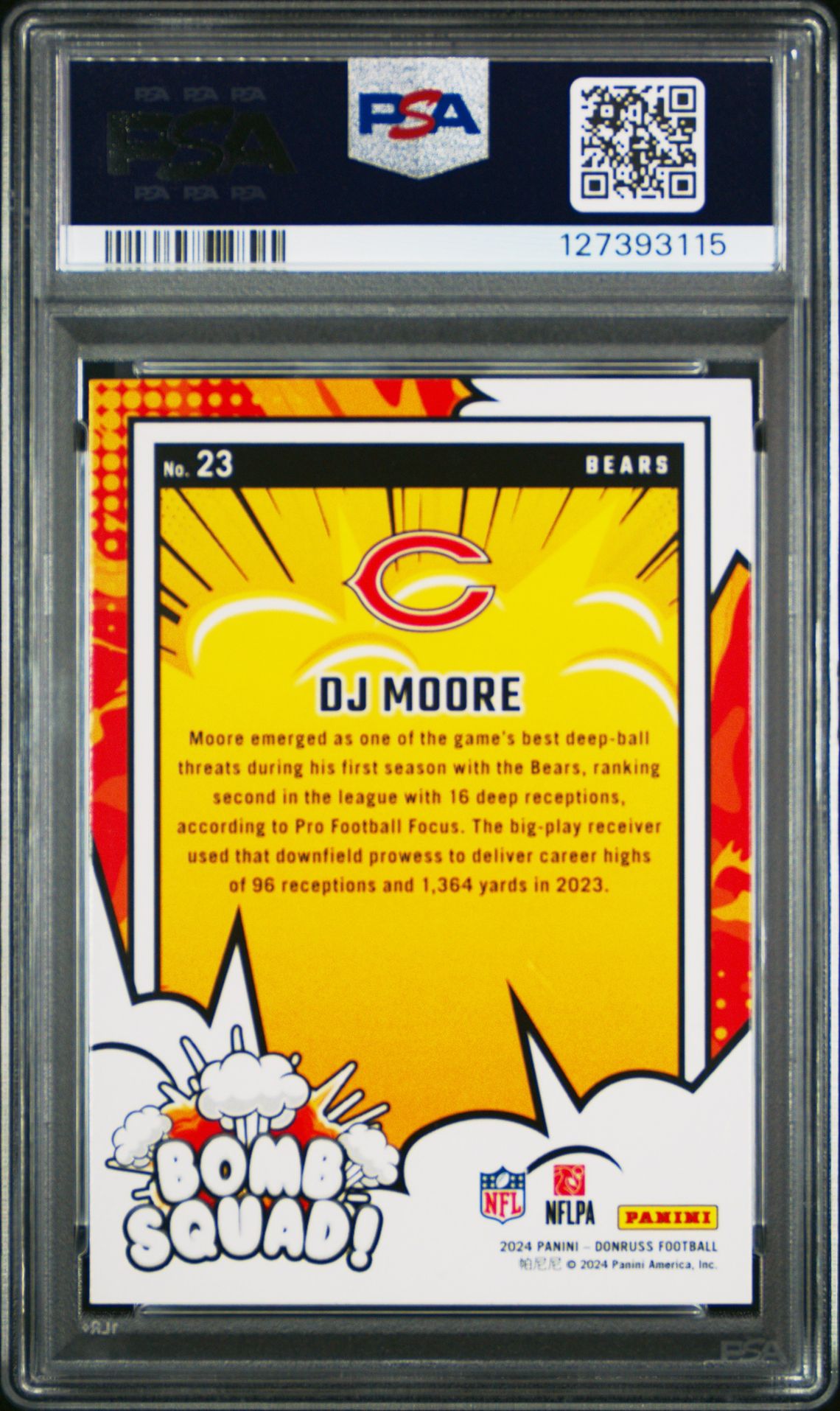 2024 Panini Donruss Bomb Squad Dj Moore #23 Gem Mt 10 back
