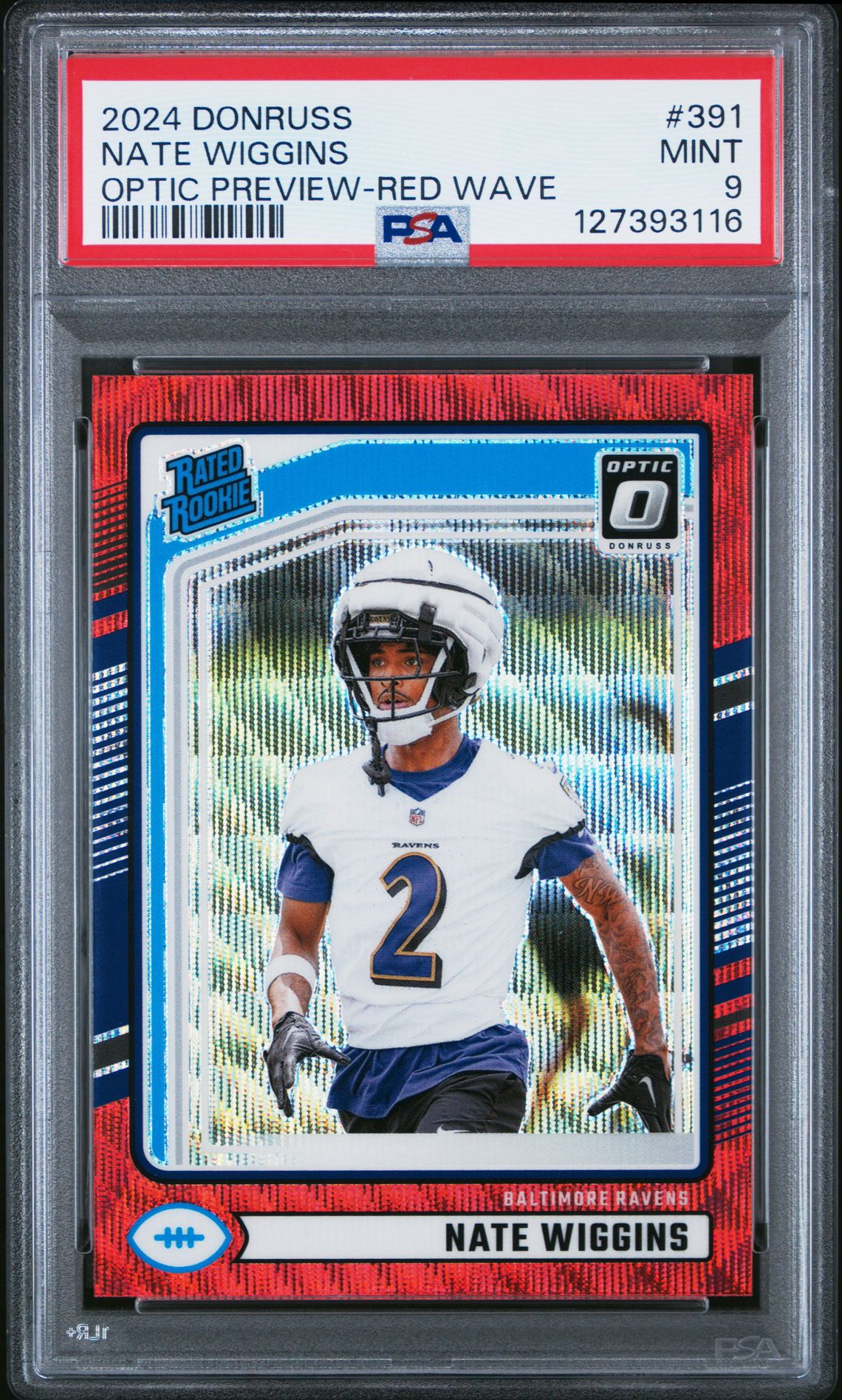 2024 Panini Donruss Nate Wiggins #391 (Optic Preview-Red Wave) Mint 9 front