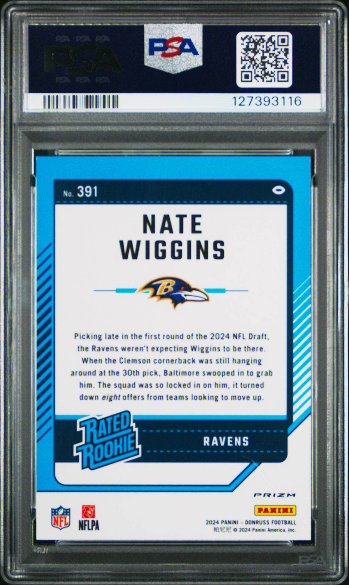 2024 Panini Donruss Nate Wiggins #391 (Optic Preview-Red Wave) Mint 9 back
