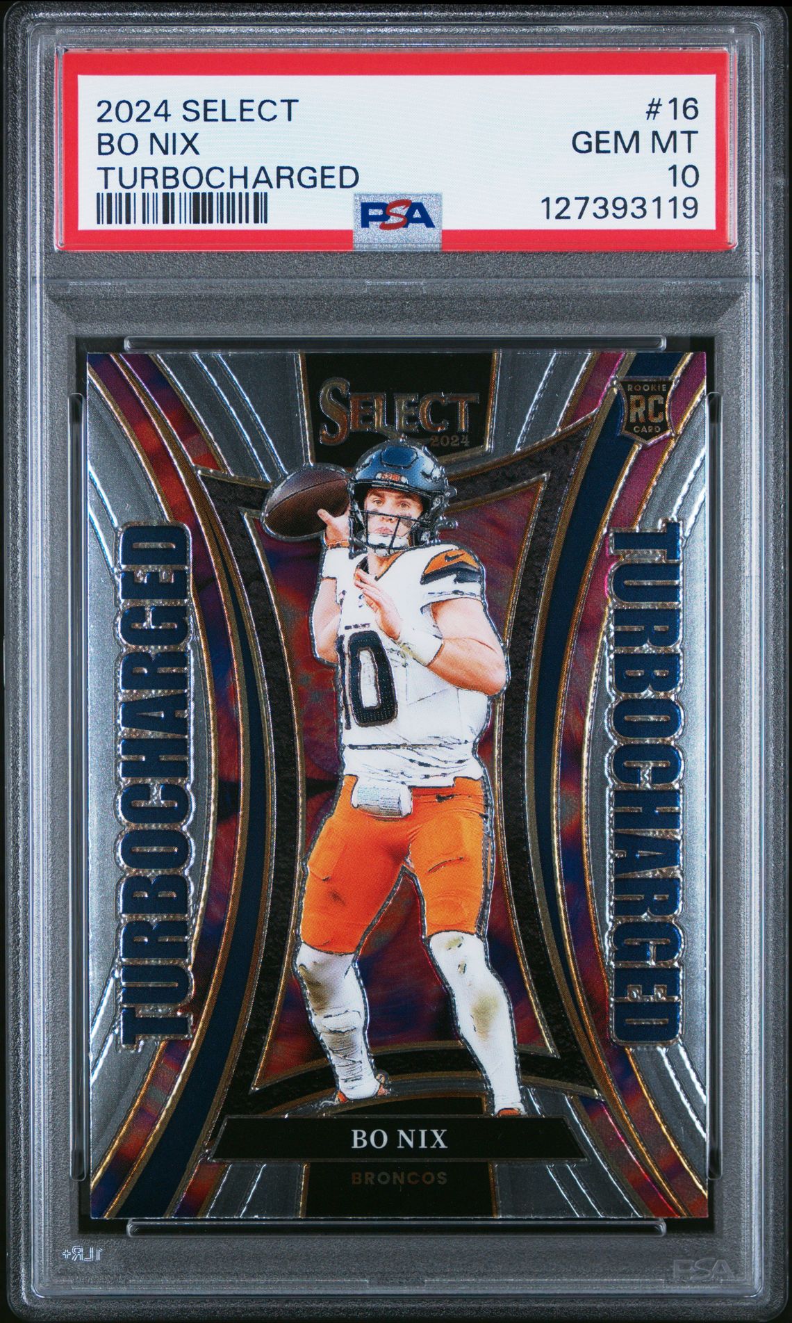 2024 Panini Select Turbocharged Bo Nix #16 Gem Mt 10 front