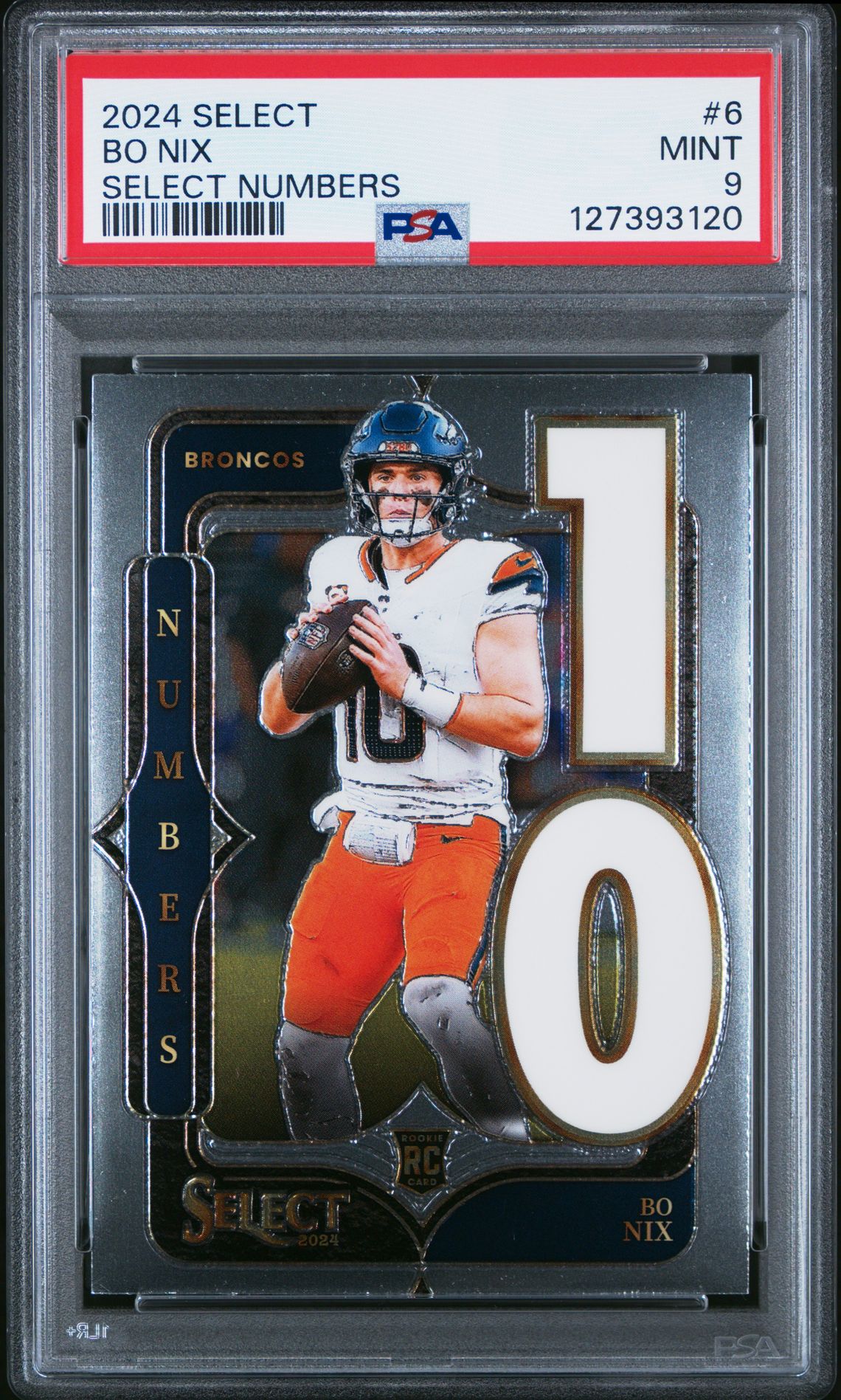 2024 Panini Select Select Numbers Bo Nix #6 Mint 9 front