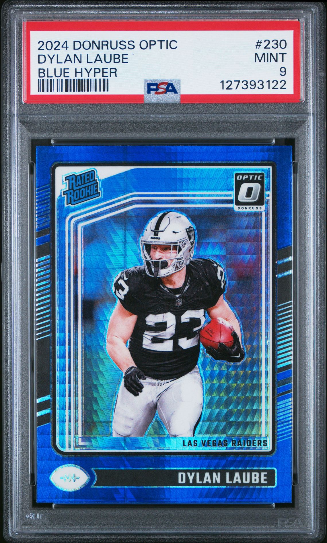 2024 Panini Donruss Optic Dylan Laube #230 (Blue Hyper) Mint 9 front