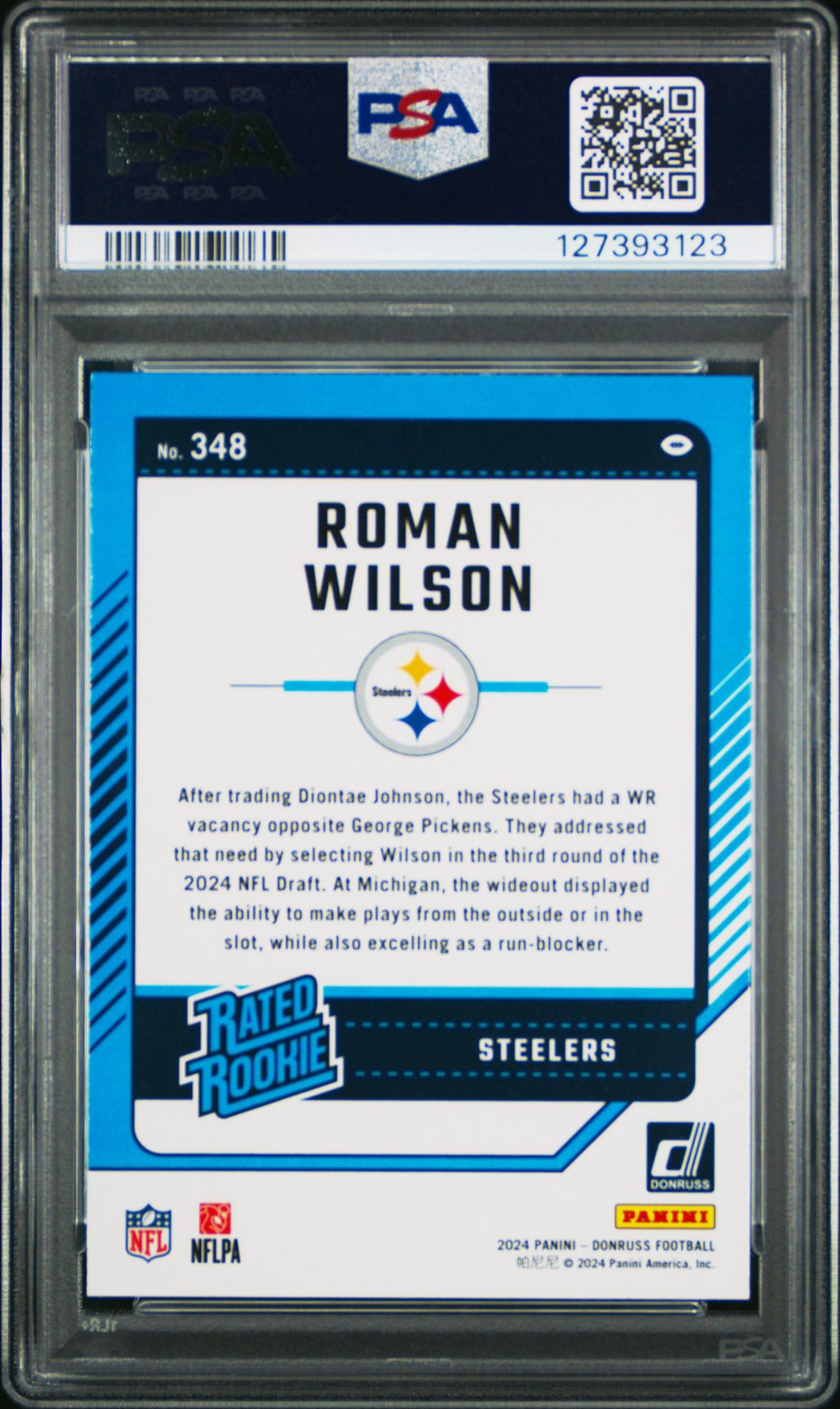 2024 Panini Donruss Roman Wilson #348 Gem Mt 10 back