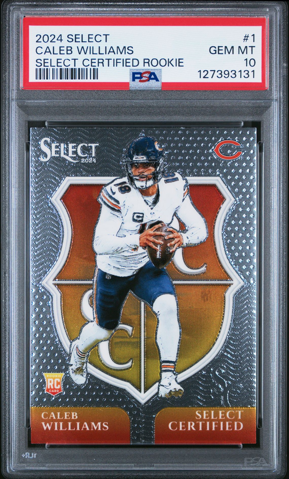 2024 Panini Select Select Certified Rookies Caleb Williams #1 Gem Mt 10 front