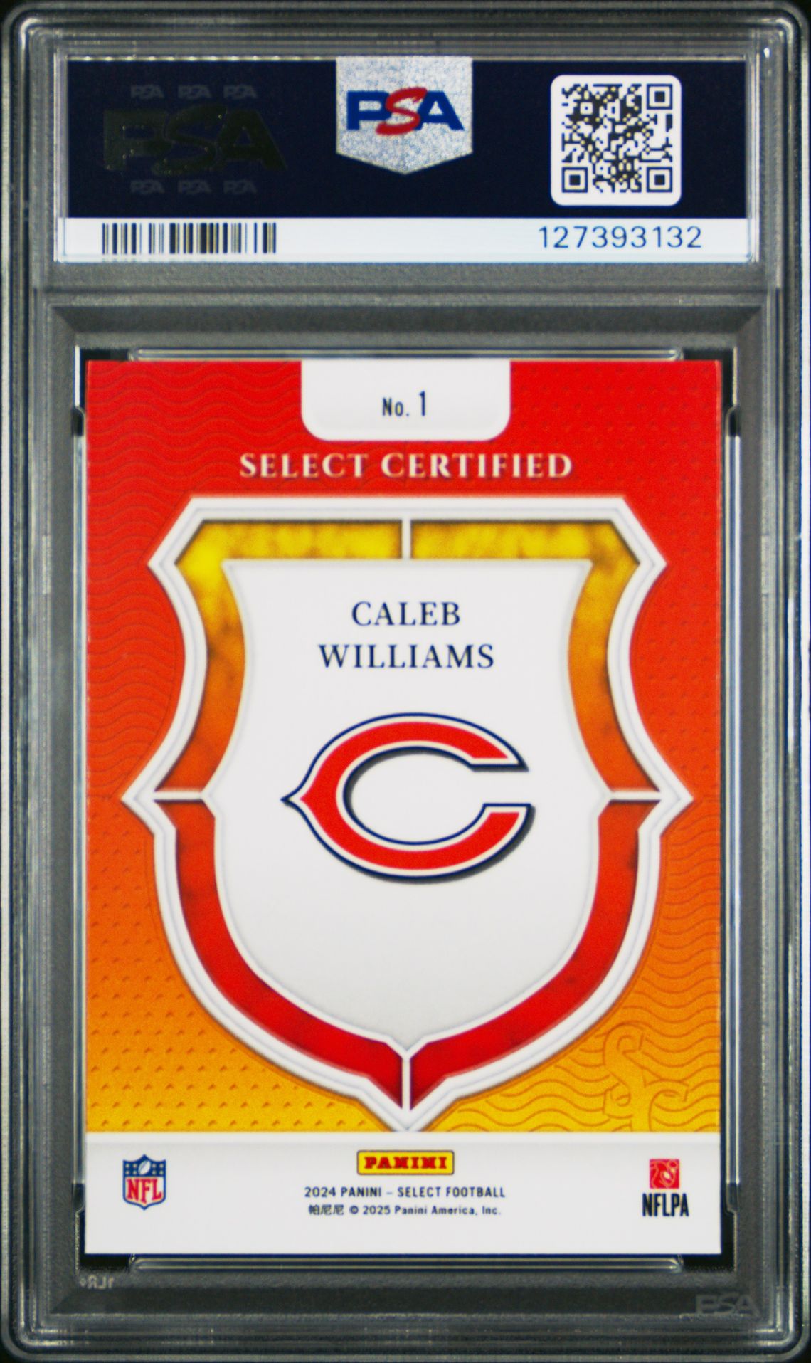 2024 Panini Select Select Certified Rookies Caleb Williams #1 Mint 9 back