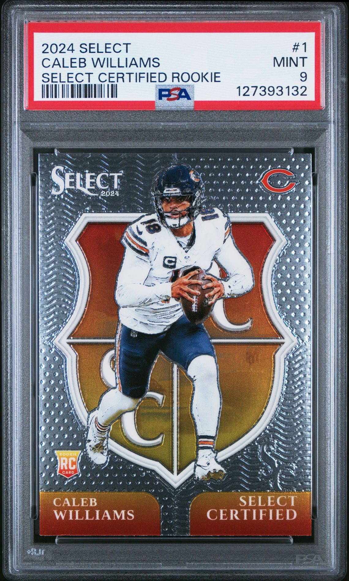 2024 Panini Select Select Certified Rookies Caleb Williams #1 Mint 9 front