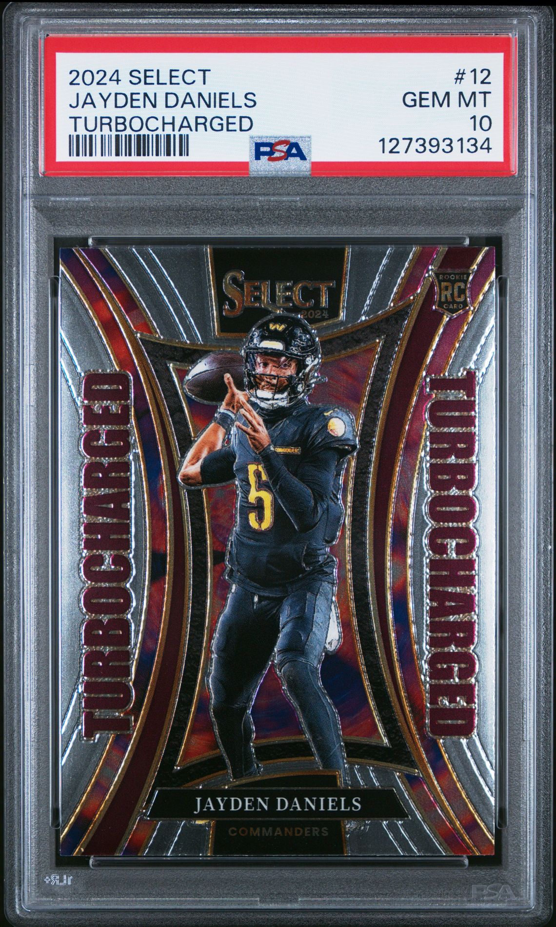 2024 Panini Select Turbocharged Jayden Daniels #12 Gem Mt 10 front