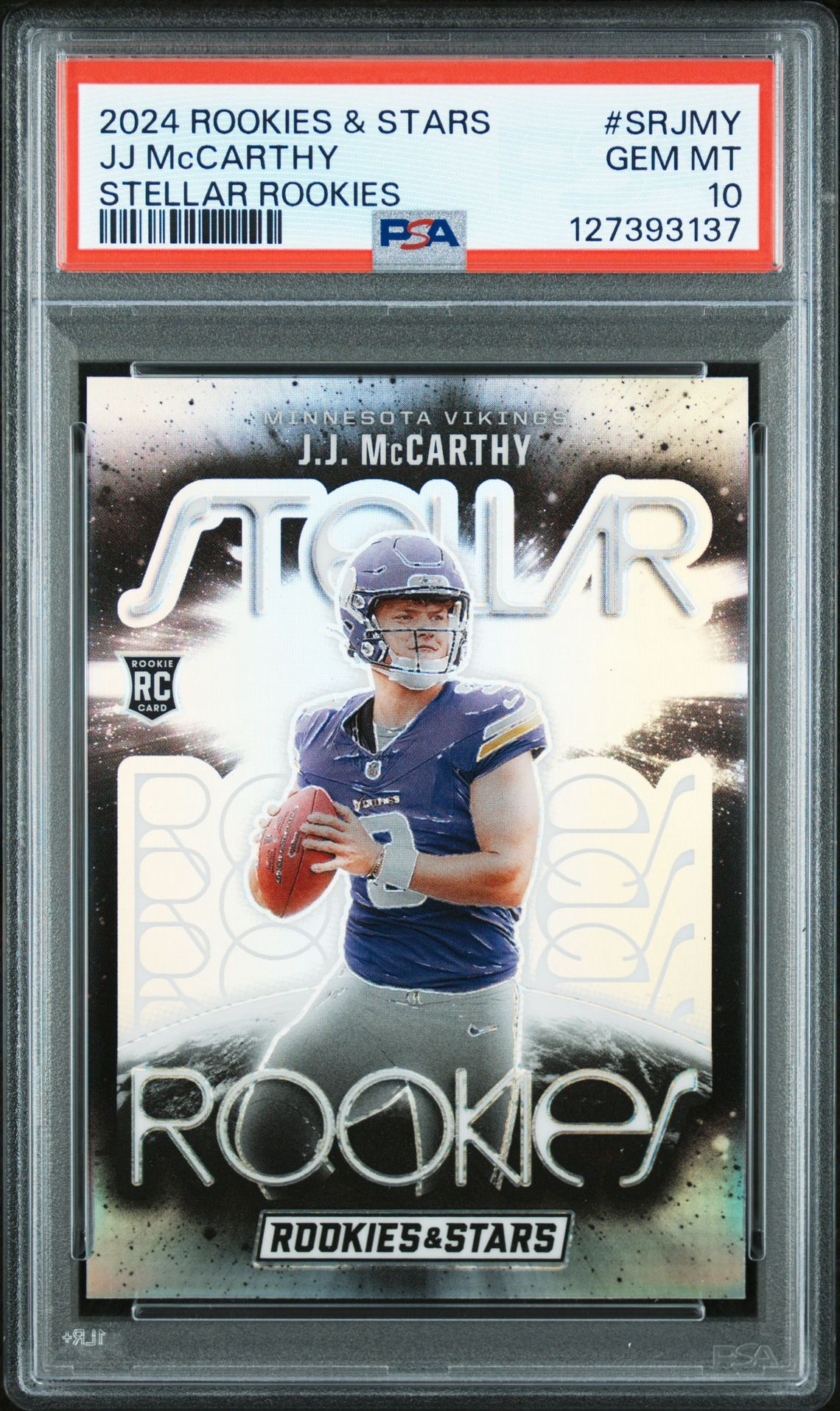 2024 Panini Rookies & Stars Stellar Rookies Jj Mccarthy #Srjmy Gem Mt 10 front