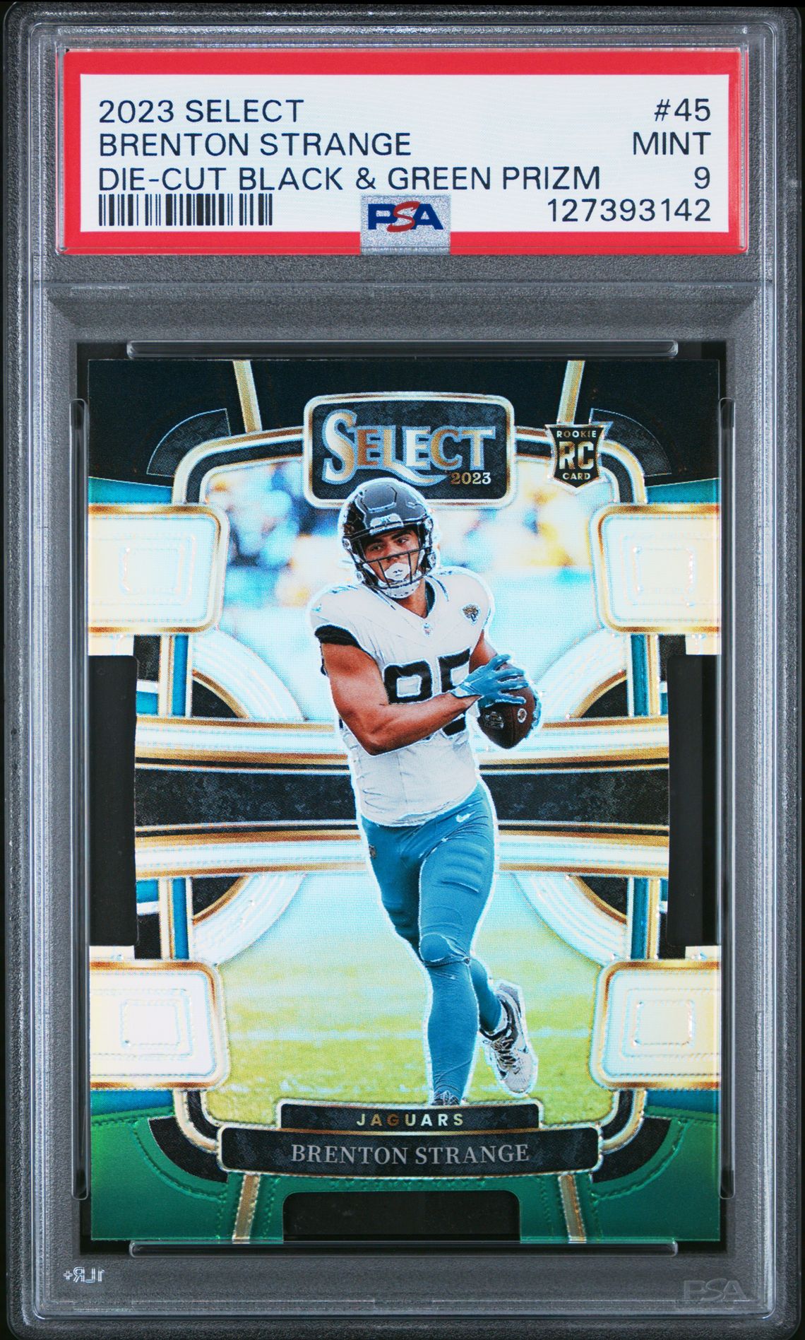 2023 Panini Select Brenton Strange #45 (Die-Cut Black & Green Prizm) Mint 9 front