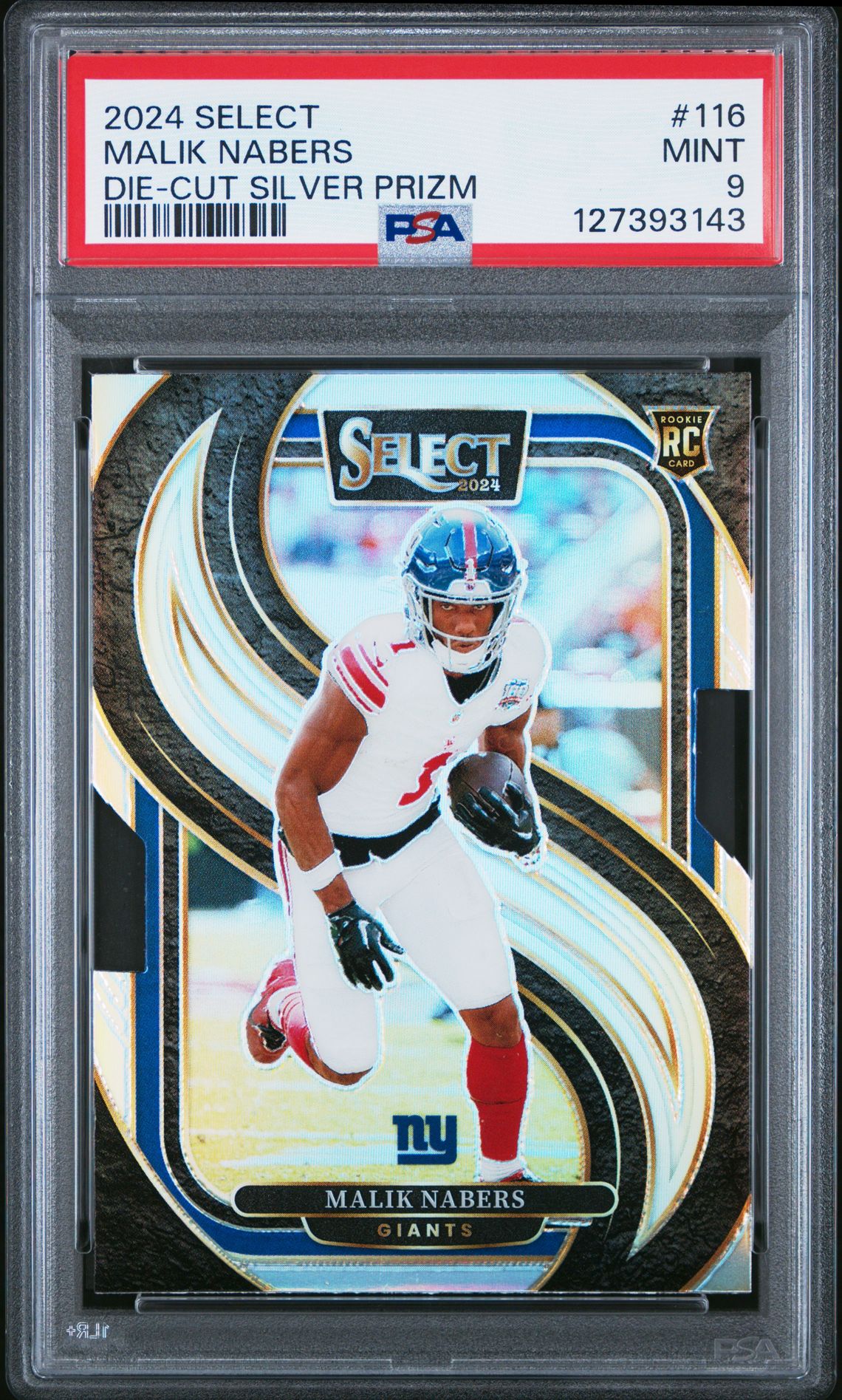 2024 Panini Select Malik Nabers #116 (Die-Cut Silver Prizm) Mint 9 front