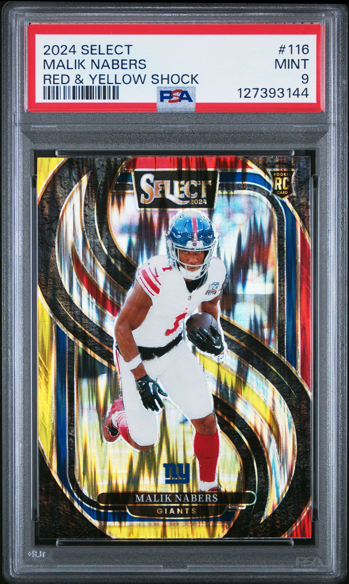 2024 Panini Select Malik Nabers #116 (Red & Yellow Shock) Mint 9 front