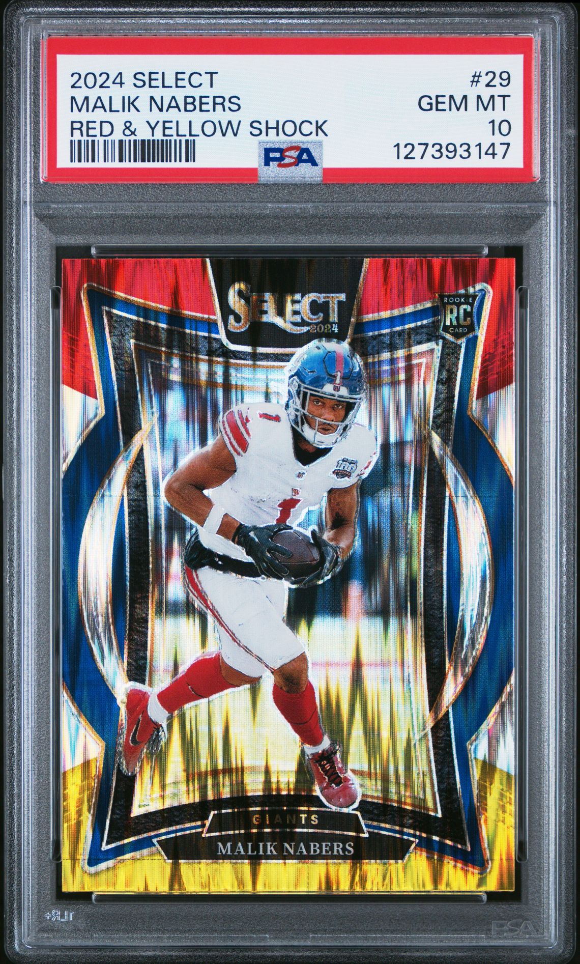 2024 Panini Select Malik Nabers #29 (Red & Yellow Shock) Gem Mt 10 front