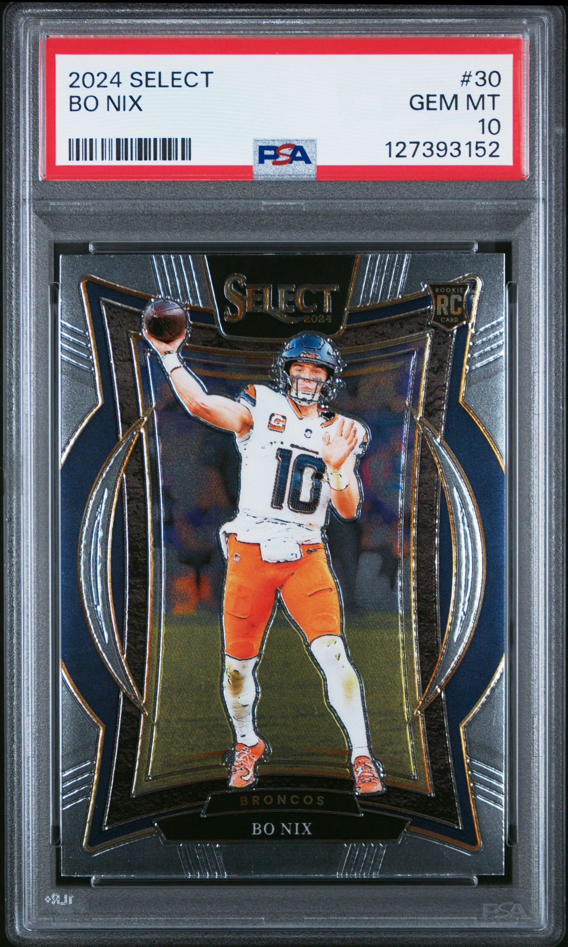 2024 Panini Select Bo Nix #30 Gem Mt 10 front