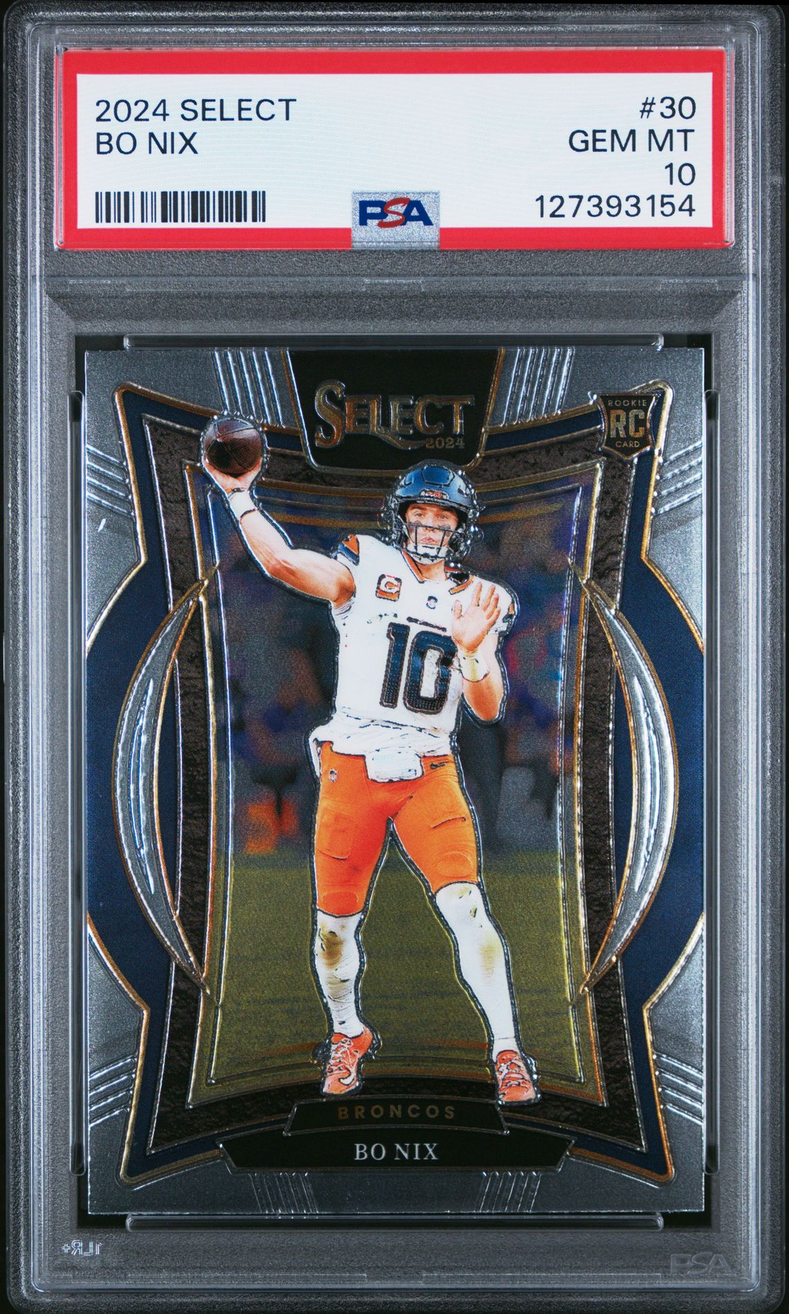 2024 Panini Select Bo Nix #30 Gem Mt 10 front