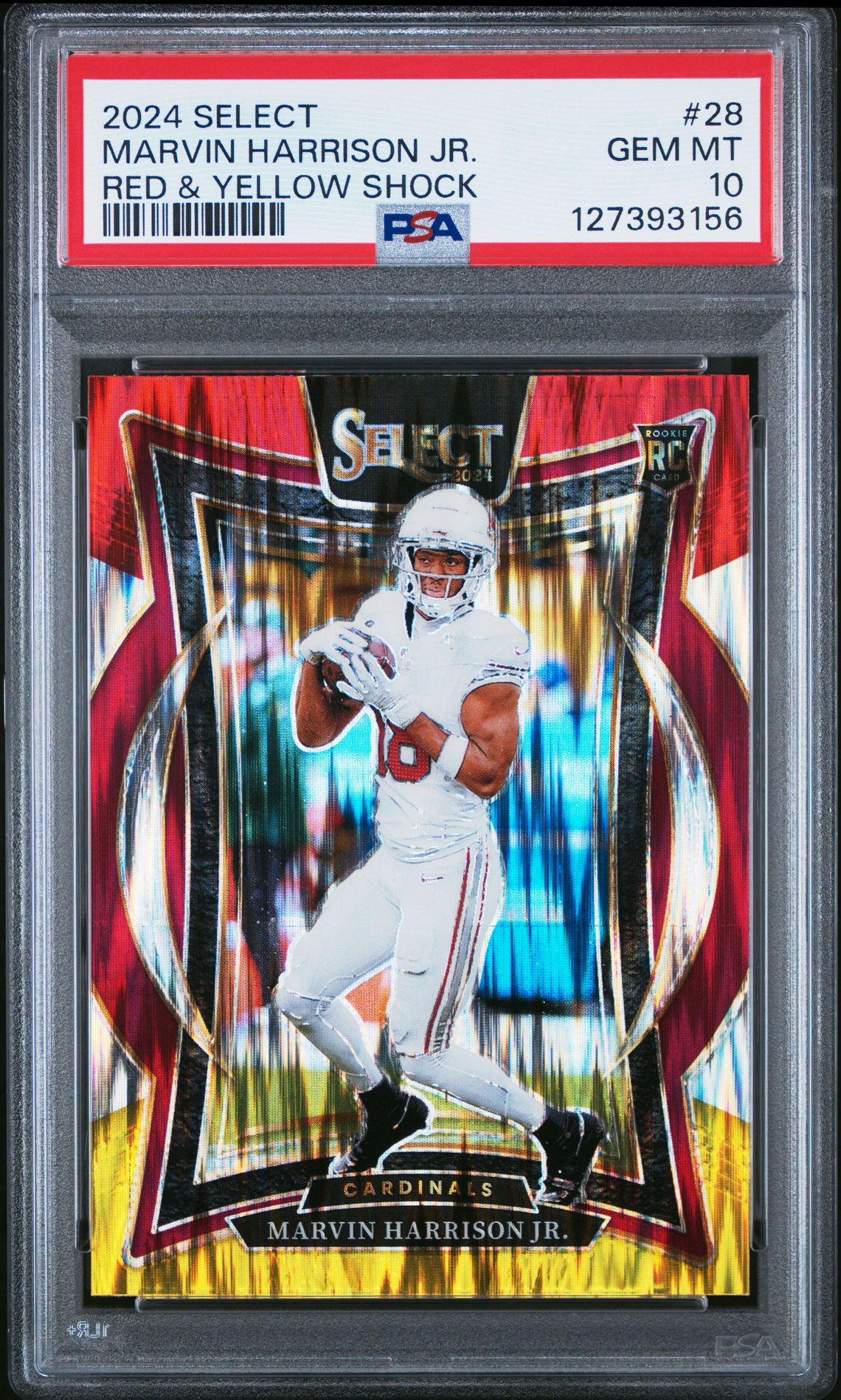 2024 Panini Select Marvin Harrison Jr. #28 (Red & Yellow Shock) Gem Mt 10 front