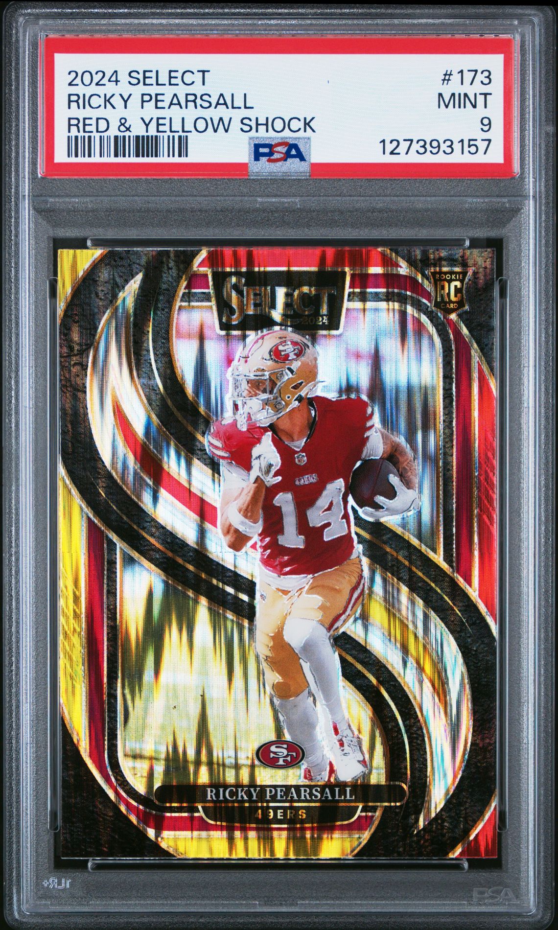 2024 Panini Select Ricky Pearsall #173 (Red & Yellow Shock) Mint 9 front