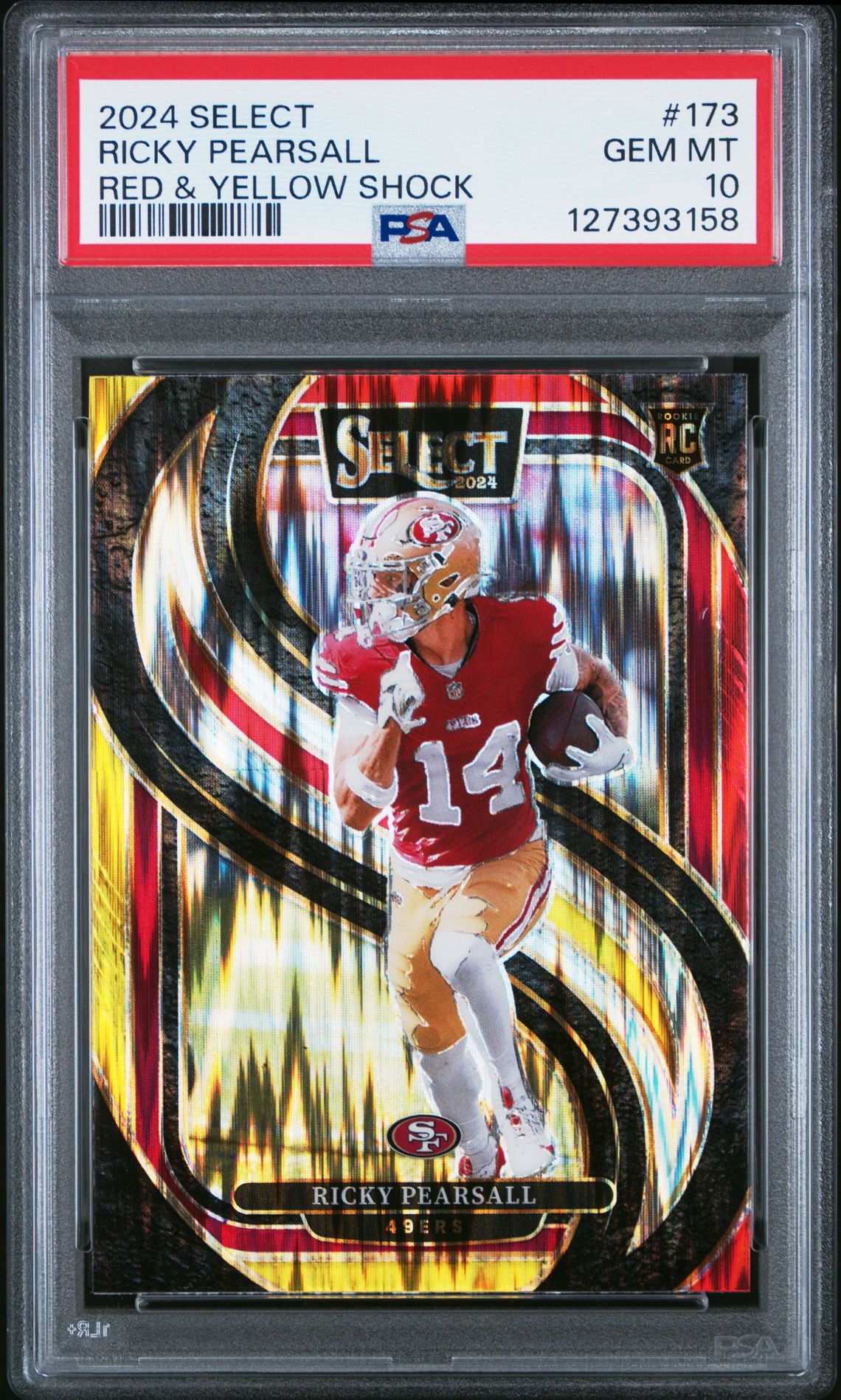 2024 Panini Select Ricky Pearsall #173 (Red & Yellow Shock) Gem Mt 10 front