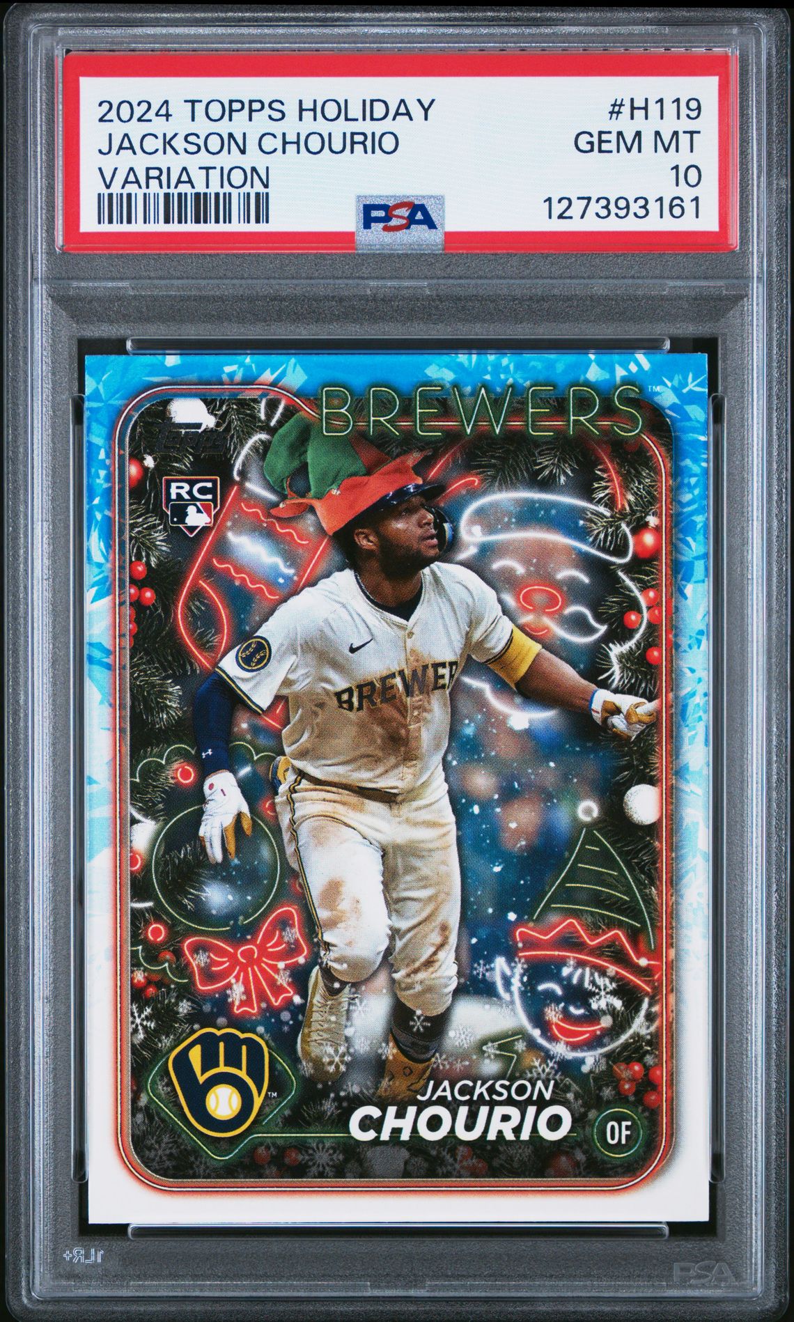 2024 Topps Holiday Jackson Chourio #H119 (Variation) Gem Mt 10 front