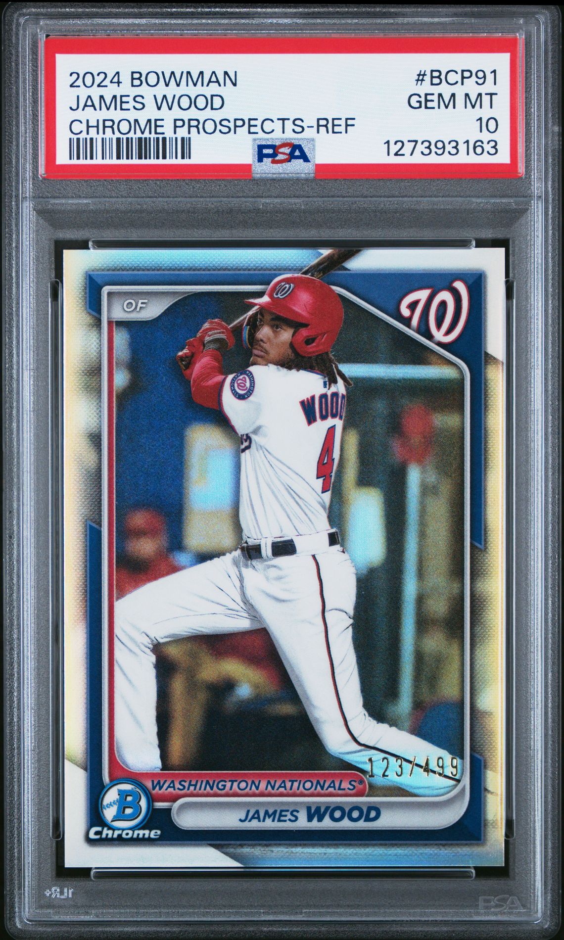 2024 Bowman Chrome Prospects James Wood #Bcp91 (Chrome Prospects-Ref) Gem Mt 10 front