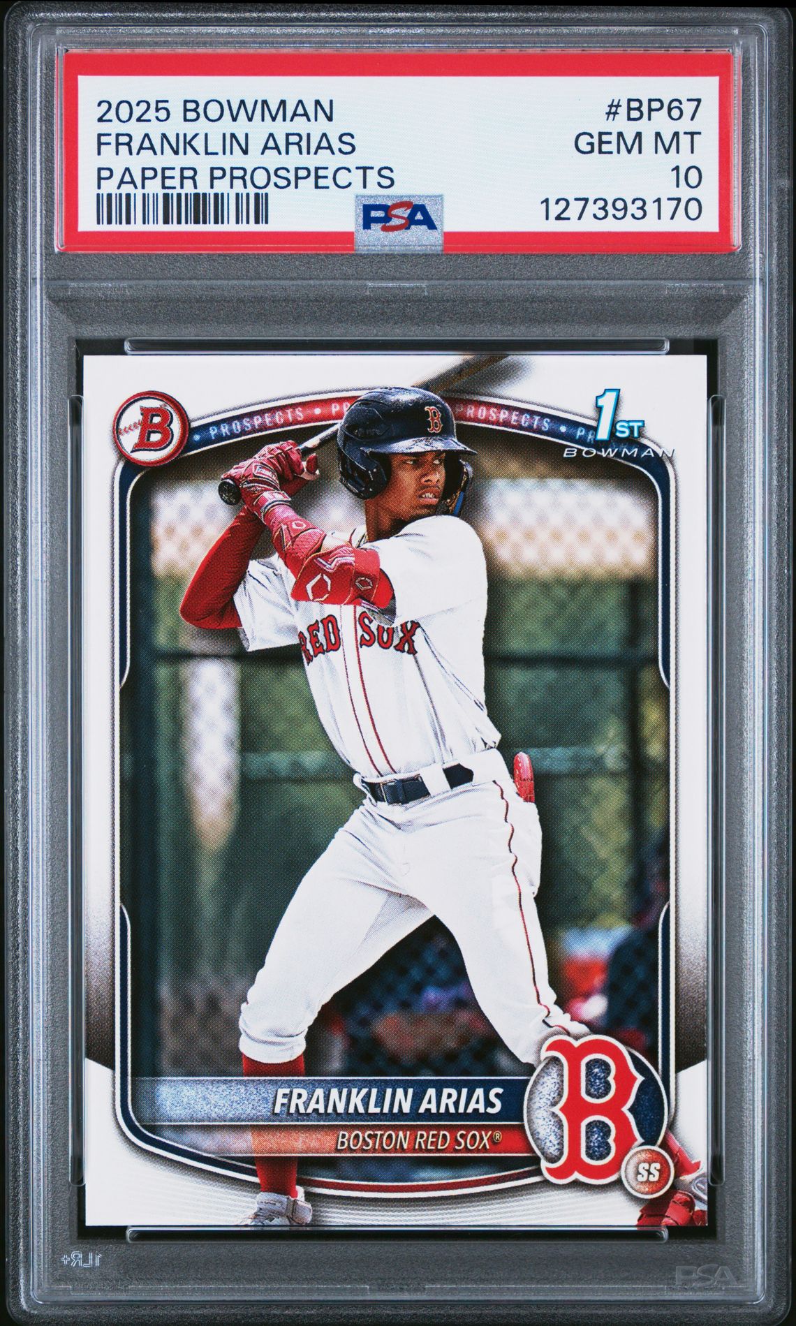 2025 Bowman Paper Prospects Franklin Arias #Bp67 Gem Mt 10 front