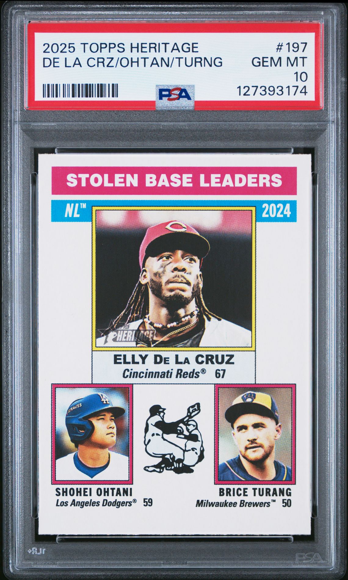 2025 TOPPS HERITAGE DE LA CRZ/OHTAN/TURNG  197 GEM MT 10 front