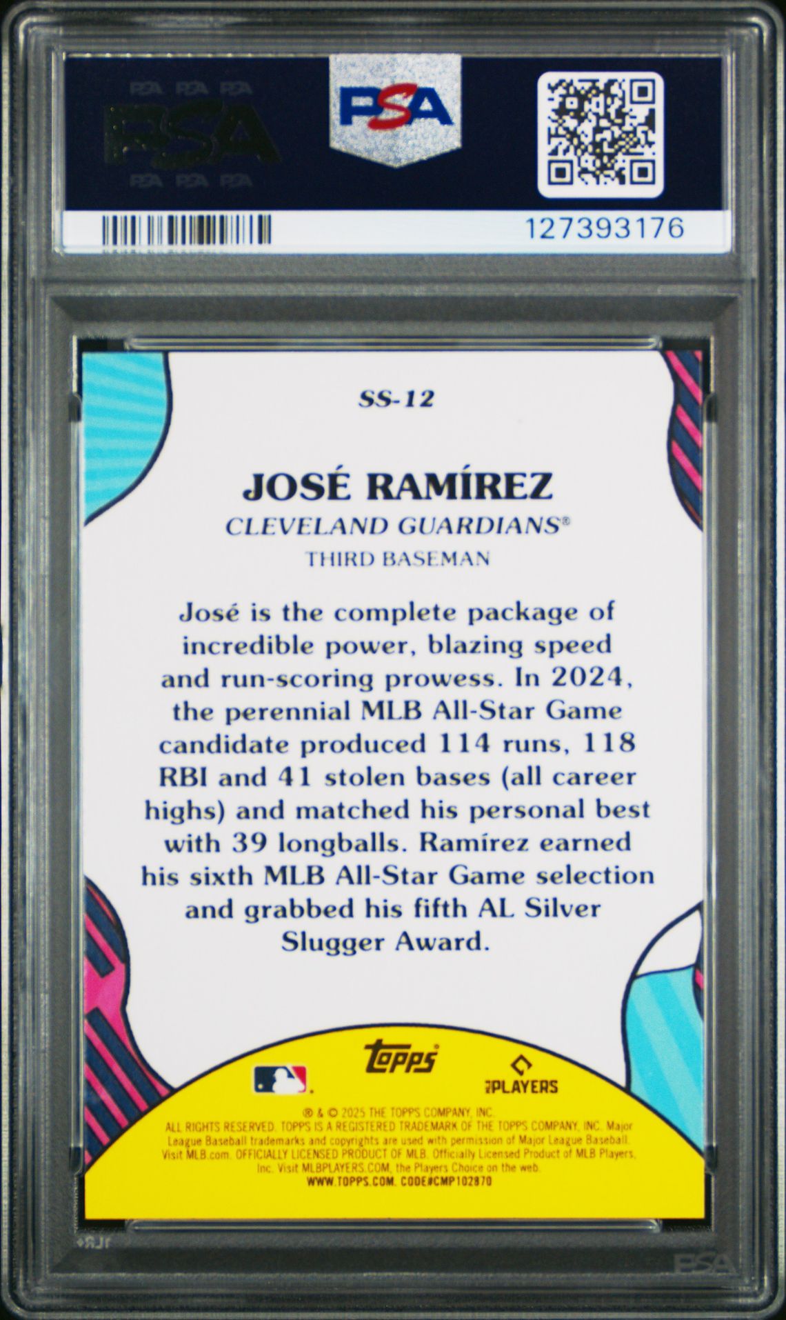 2025 Topps Summer Superstars Jose Ramirez #Ss12 Gem Mt 10 back