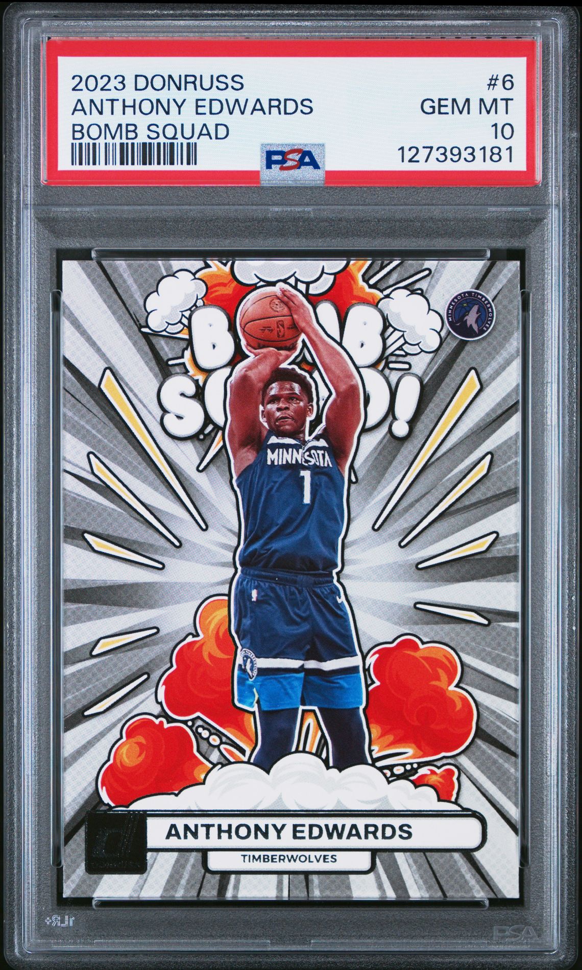 2023 Panini Donruss Bomb Squad Anthony Edwards #6 Gem Mt 10 front