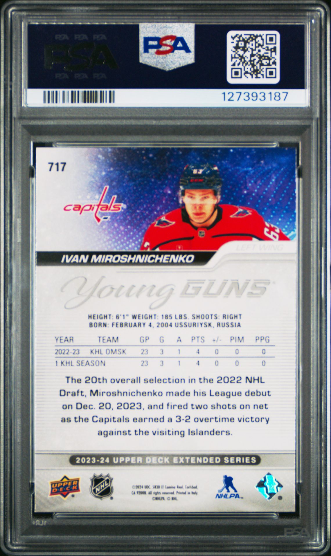 2023 Upper Deck Ivan Miroshnichenko #717 Mint 9 back