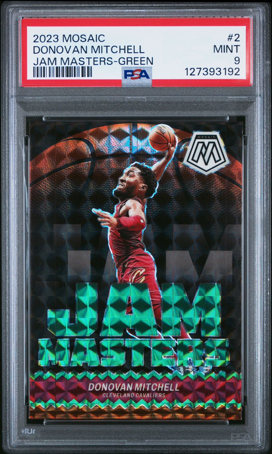 2023 Panini Mosaic Jam Masters Donovan Mitchell #2 (Jam Masters-Green) Mint 9 front