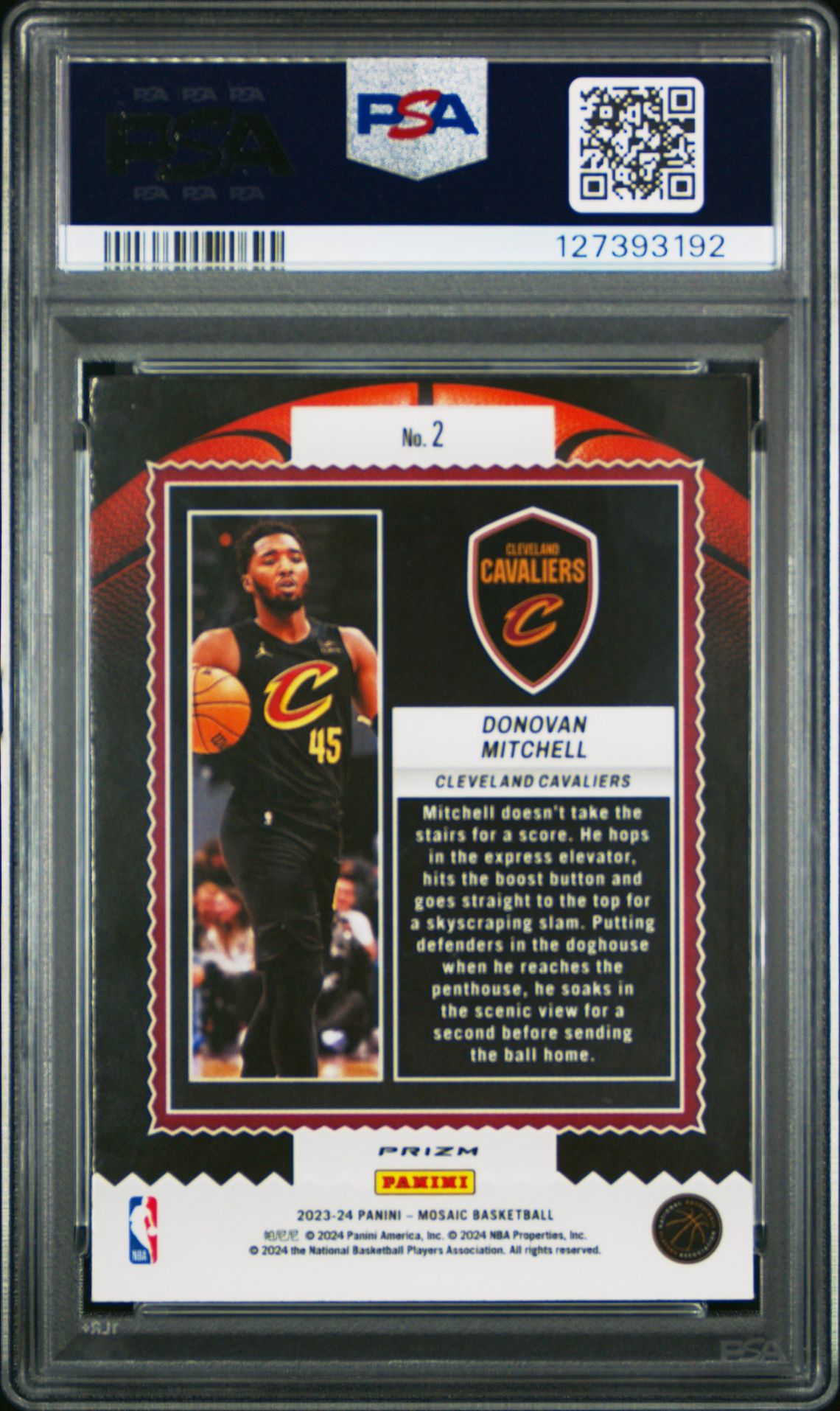 2023 Panini Mosaic Jam Masters Donovan Mitchell #2 (Jam Masters-Green) Mint 9 back