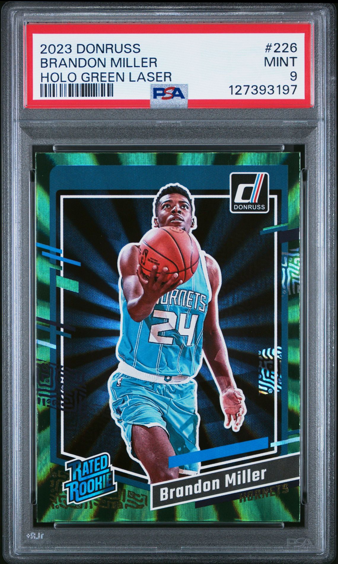 2023 Panini Donruss Brandon Miller #226 (Holo Green Laser) Mint 9 front