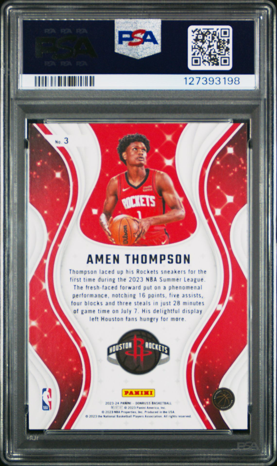 2023 Panini Donruss Magicians Amen Thompson #3 Mint 9 back