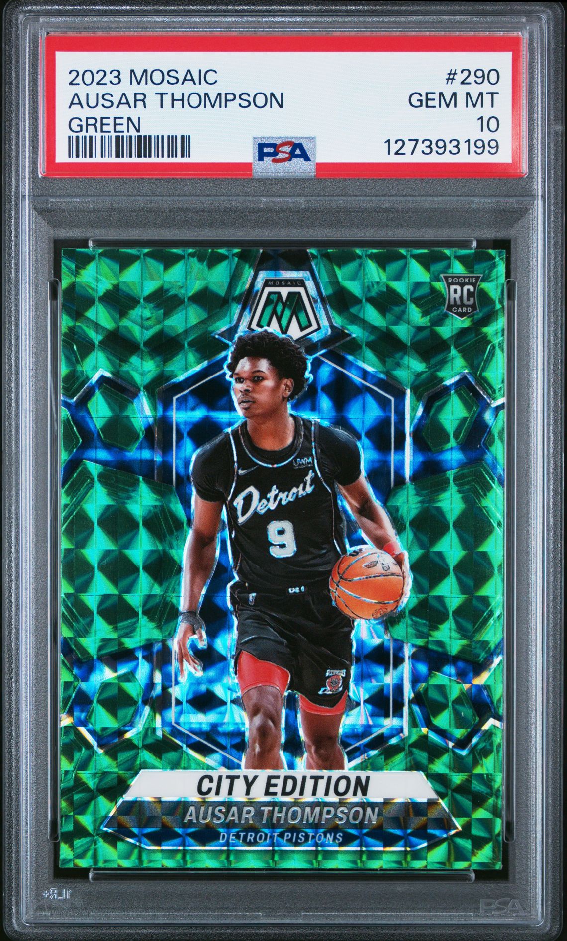 2023 Panini Mosaic Ausar Thompson #290 (Green) Gem Mt 10 front