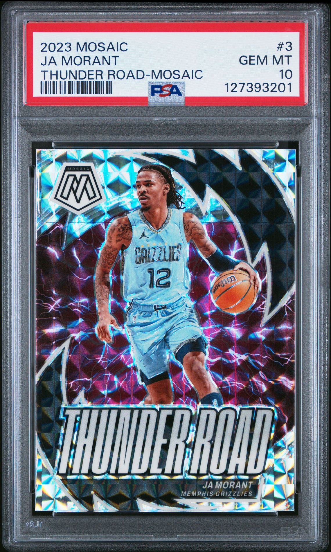 2023 Panini Mosaic Thunder Road Ja Morant #3 (Thunder Road-Mosaic) Gem Mt 10 front