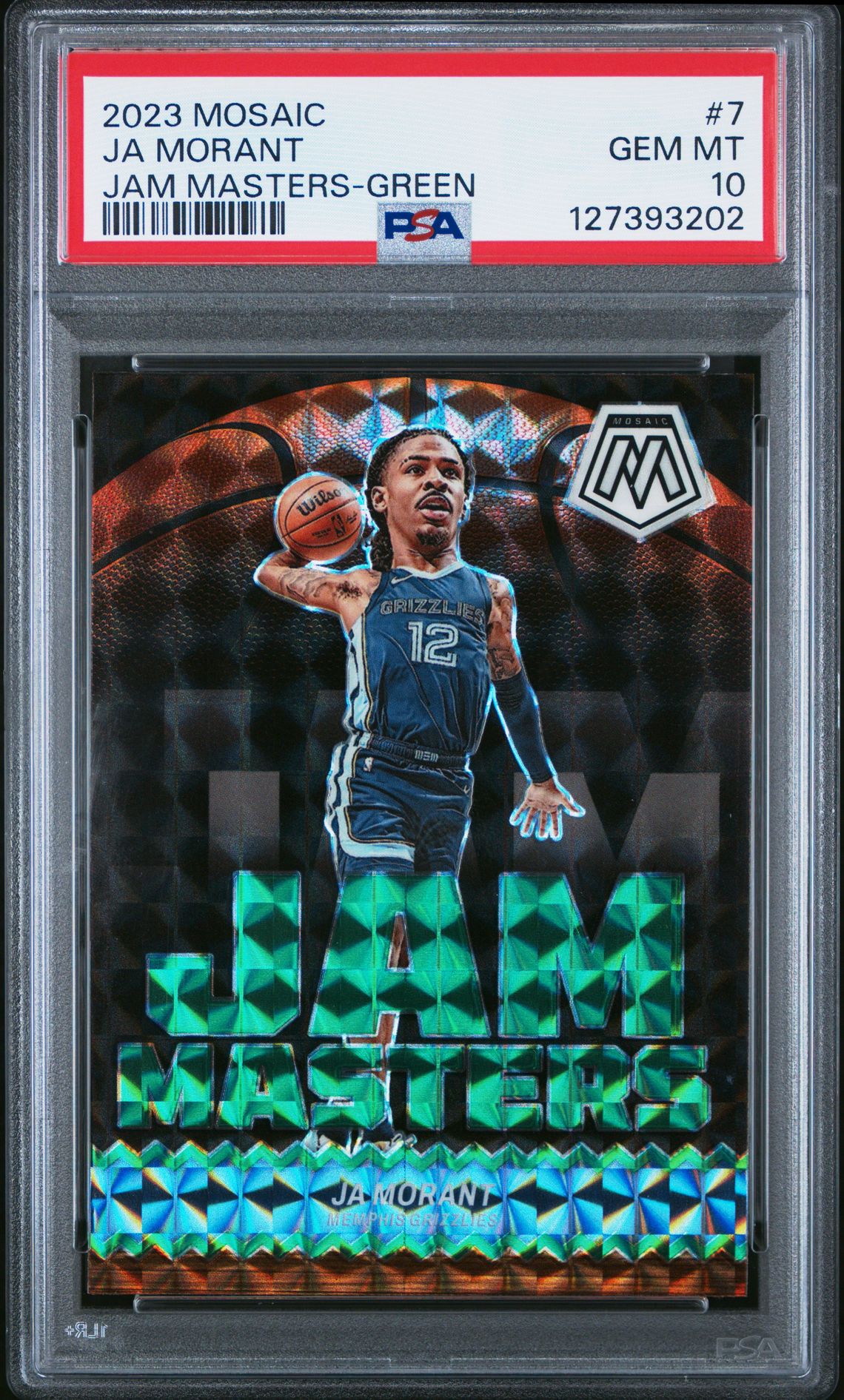 2023 Panini Mosaic Jam Masters Ja Morant #7 (Jam Masters-Green) Gem Mt 10 front