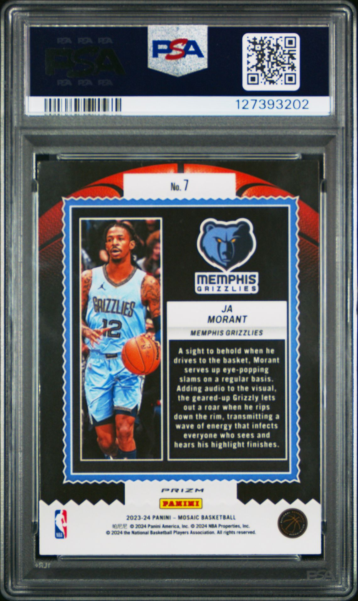 2023 Panini Mosaic Jam Masters Ja Morant #7 (Jam Masters-Green) Gem Mt 10 back