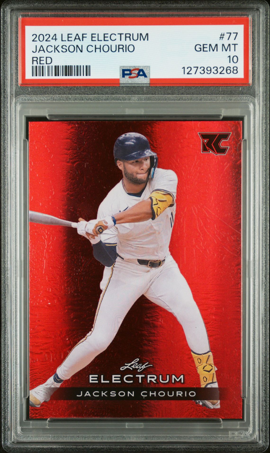 2024 Leaf Electrum Jackson Chourio #77 (Red) Gem Mt 10 front