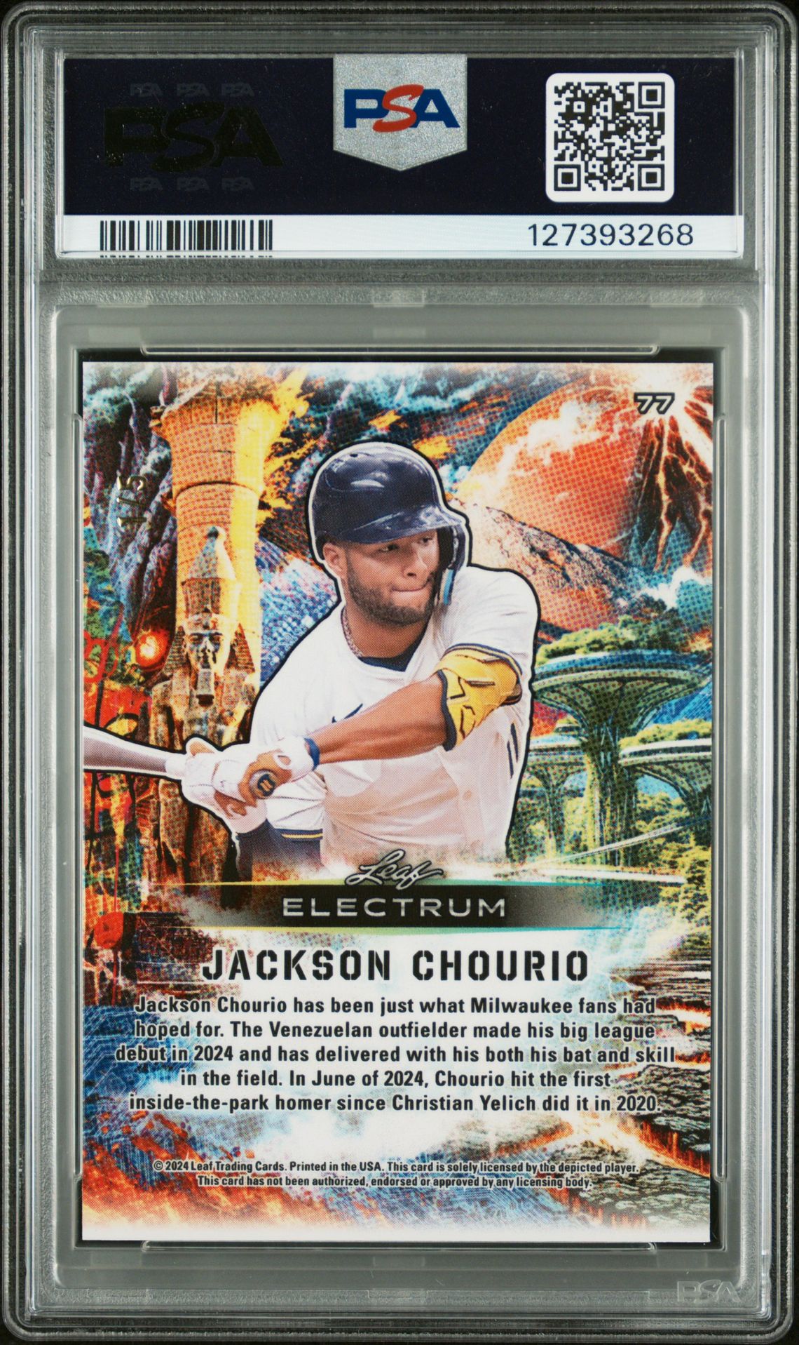 2024 Leaf Electrum Jackson Chourio #77 (Red) Gem Mt 10 back