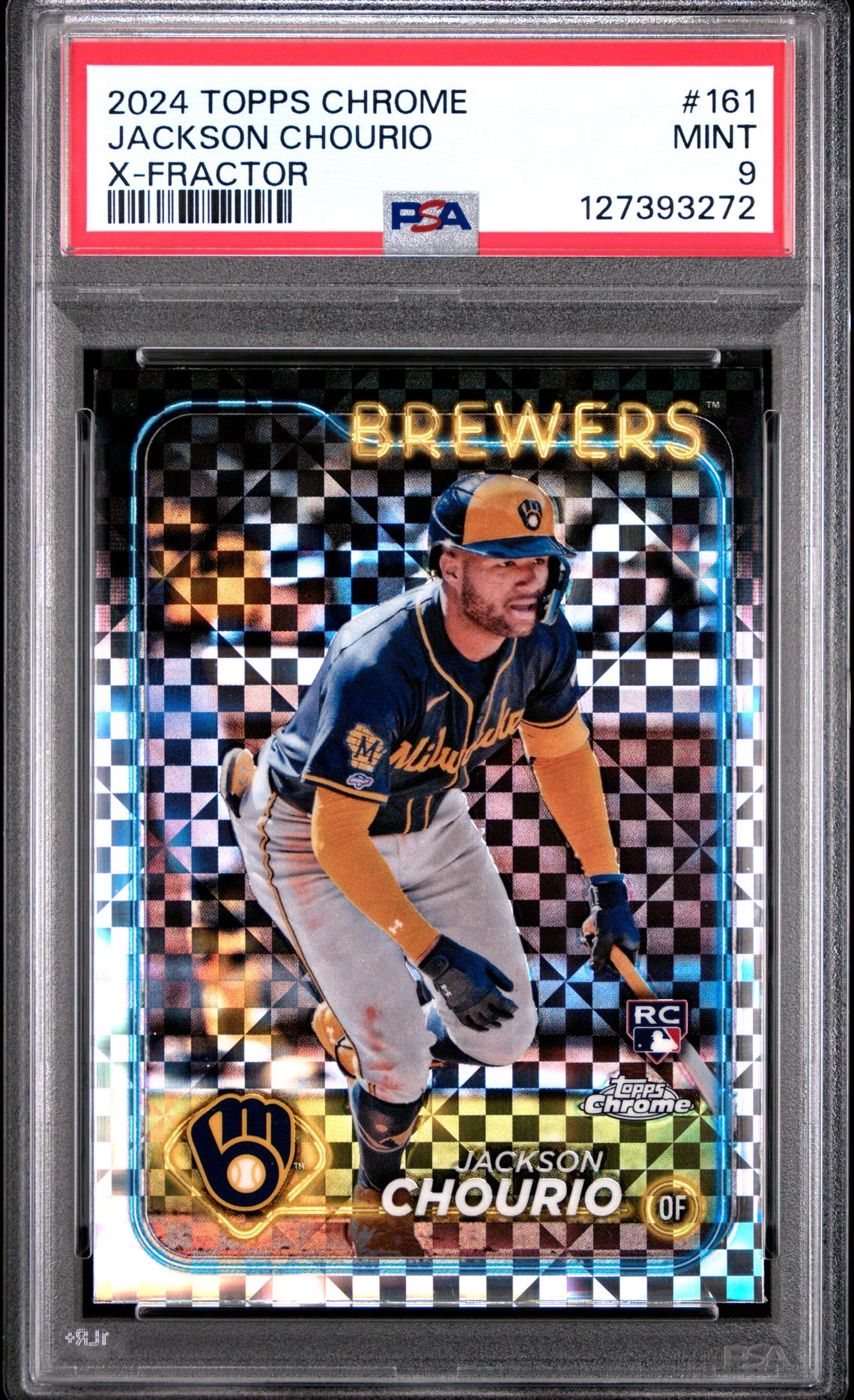 2024 Topps Chrome Jackson Chourio #161 (X-Fractor) Mint 9 front