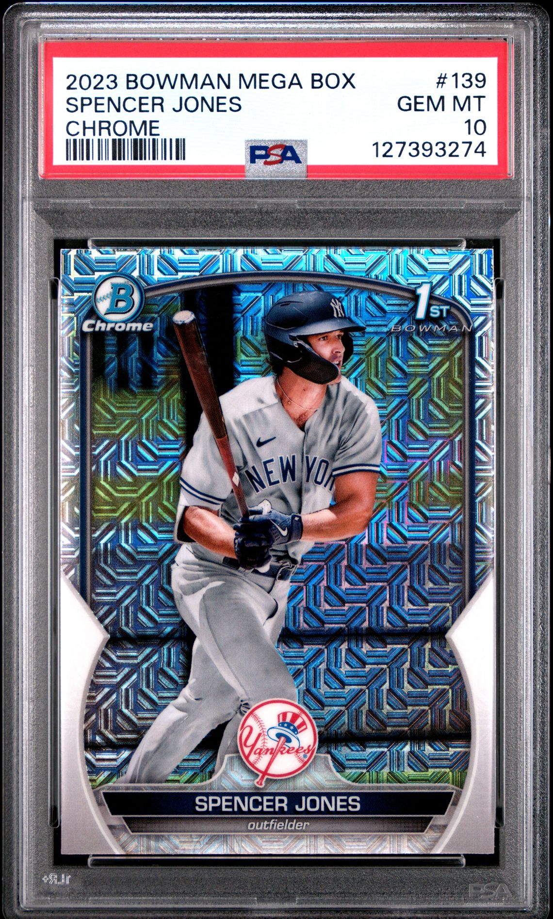 2023 Bowman Mega Box Chrome Spencer Jones #139 (Chrome) Gem Mt 10 front