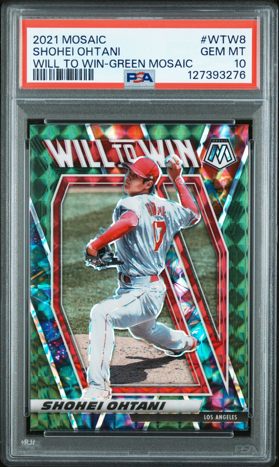 2021 Panini Mosaic Will To Win Shohei Ohtani #Wtw8 (Will To Win-Green Mosaic) Gem Mt 10 front