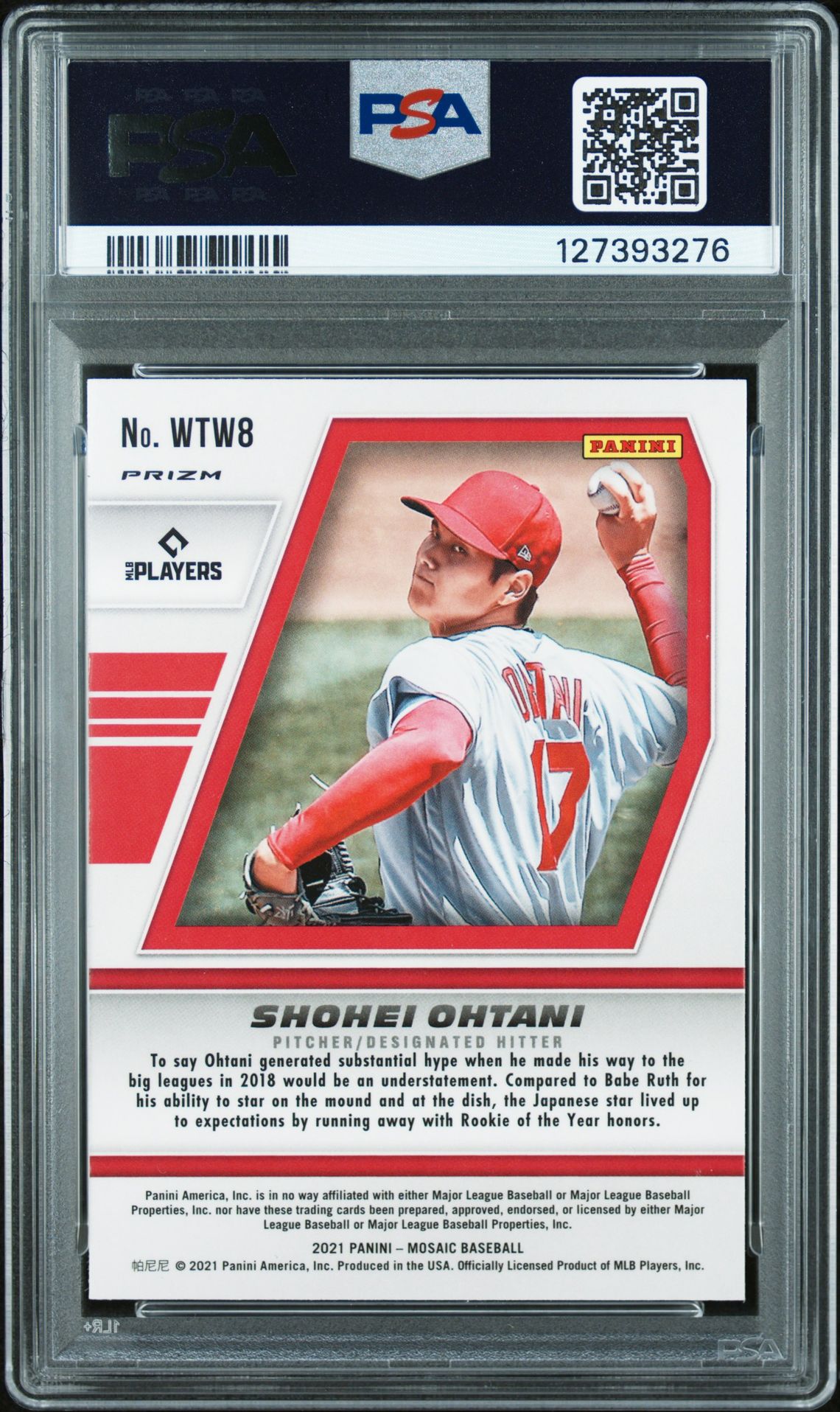 2021 Panini Mosaic Will To Win Shohei Ohtani #Wtw8 (Will To Win-Green Mosaic) Gem Mt 10 back